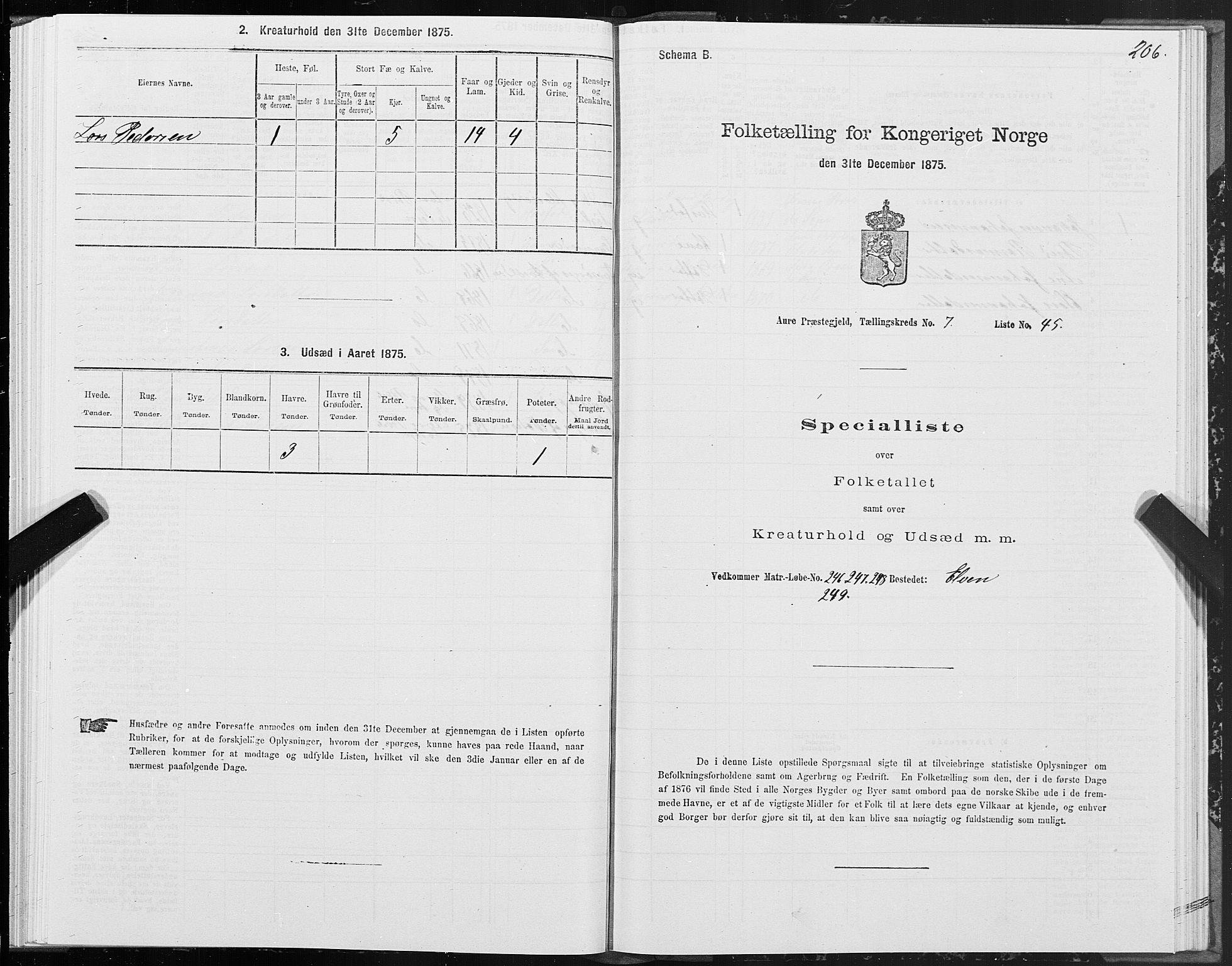 SAT, Folketelling 1875 for 1569P Aure prestegjeld, 1875, s. 5206