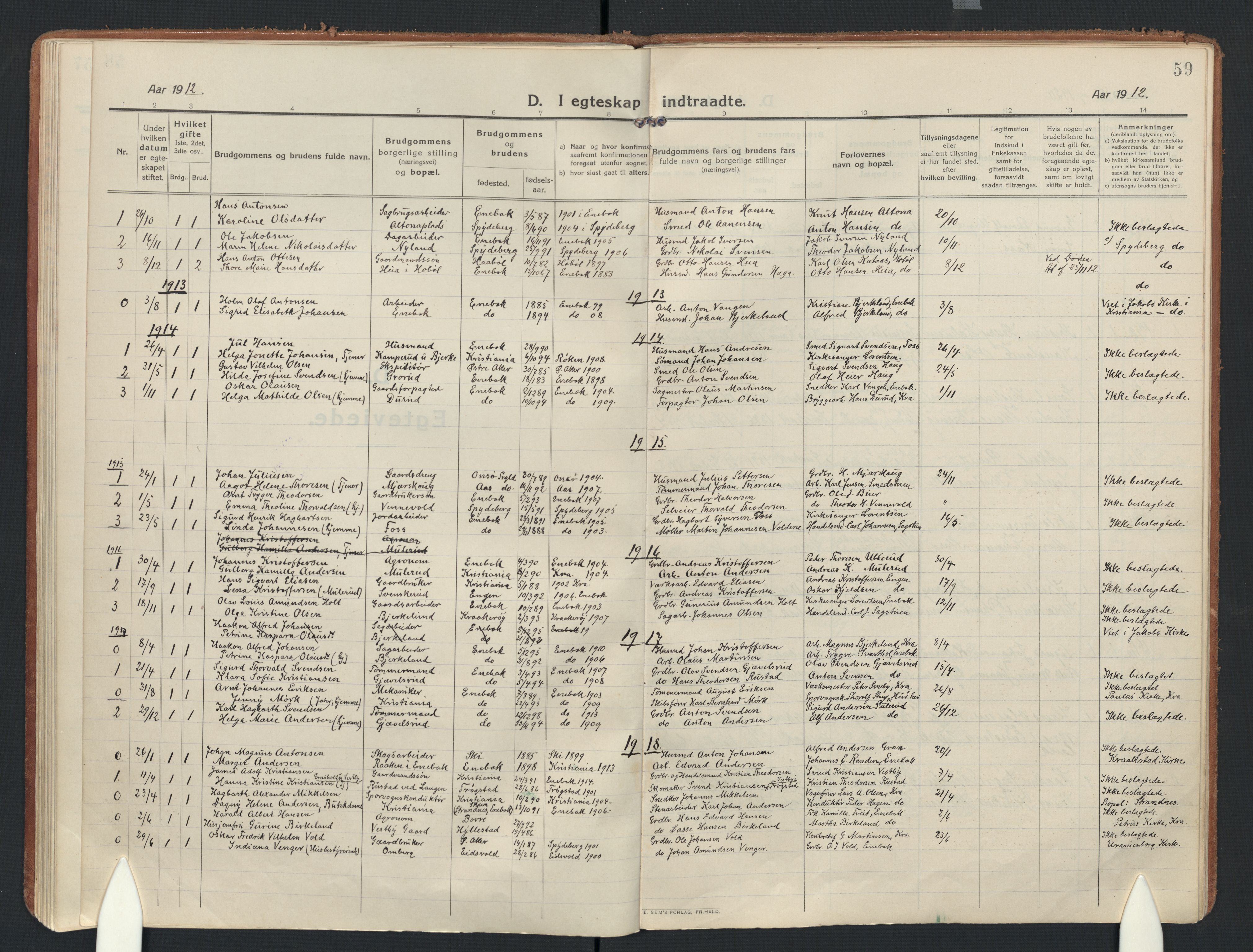 Enebakk prestekontor Kirkebøker, AV/SAO-A-10171c/F/Fb/L0003: Ministerialbok nr. II 3, 1912-1946, s. 59