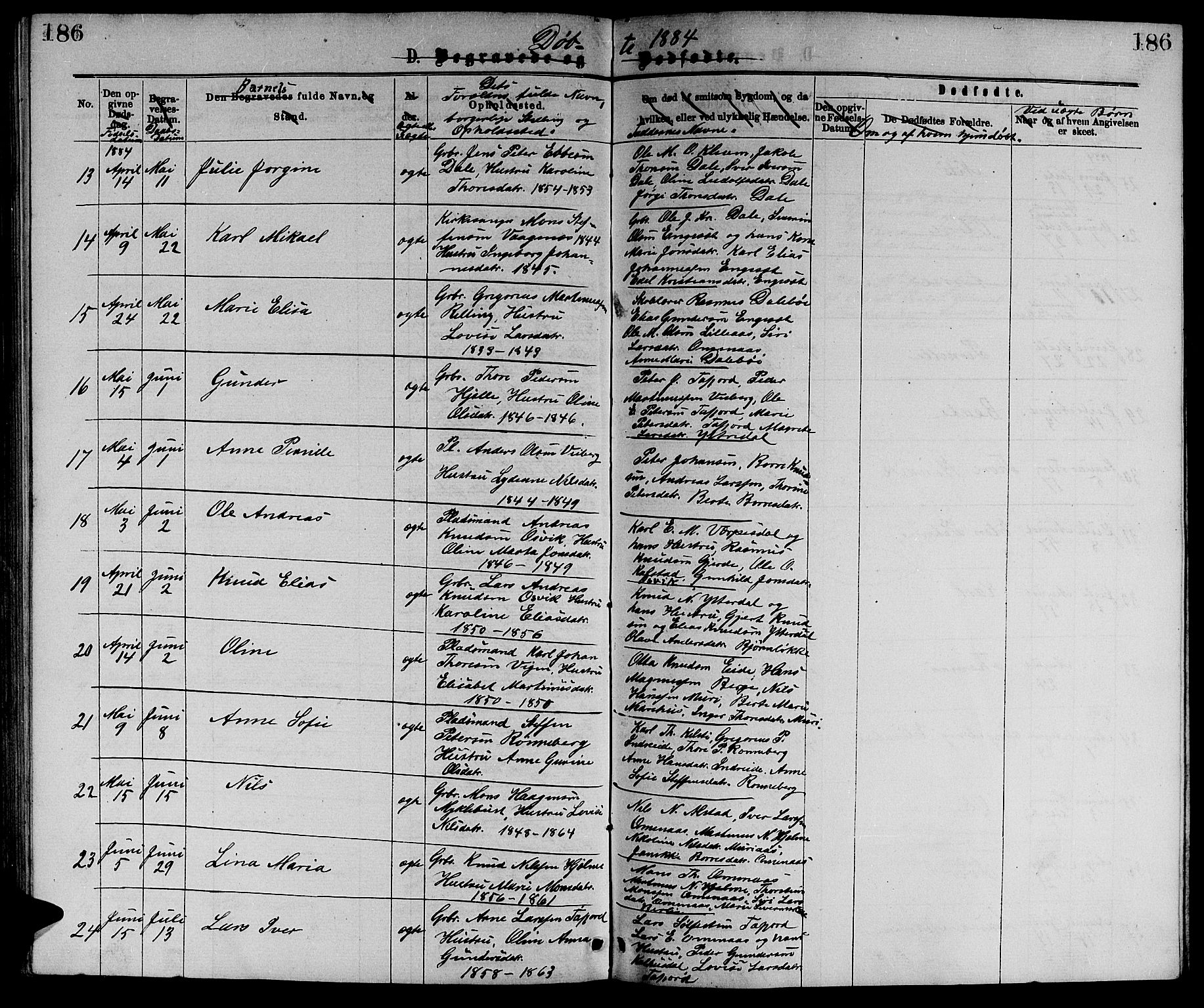 Ministerialprotokoller, klokkerbøker og fødselsregistre - Møre og Romsdal, SAT/A-1454/519/L0262: Klokkerbok nr. 519C03, 1866-1884, s. 186