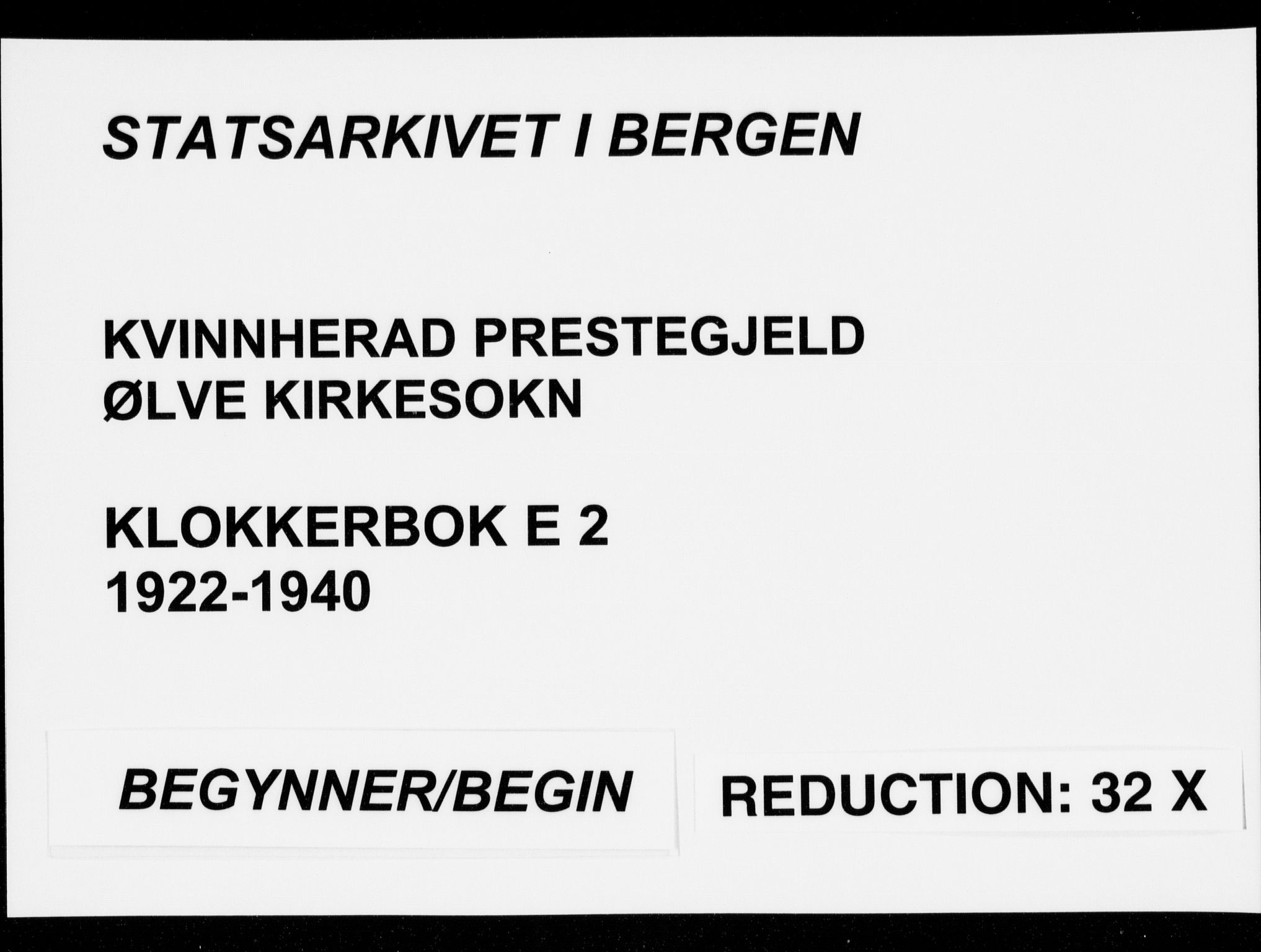 Kvinnherad sokneprestembete, SAB/A-76401/H/Hab: Klokkerbok nr. E 2, 1922-1940
