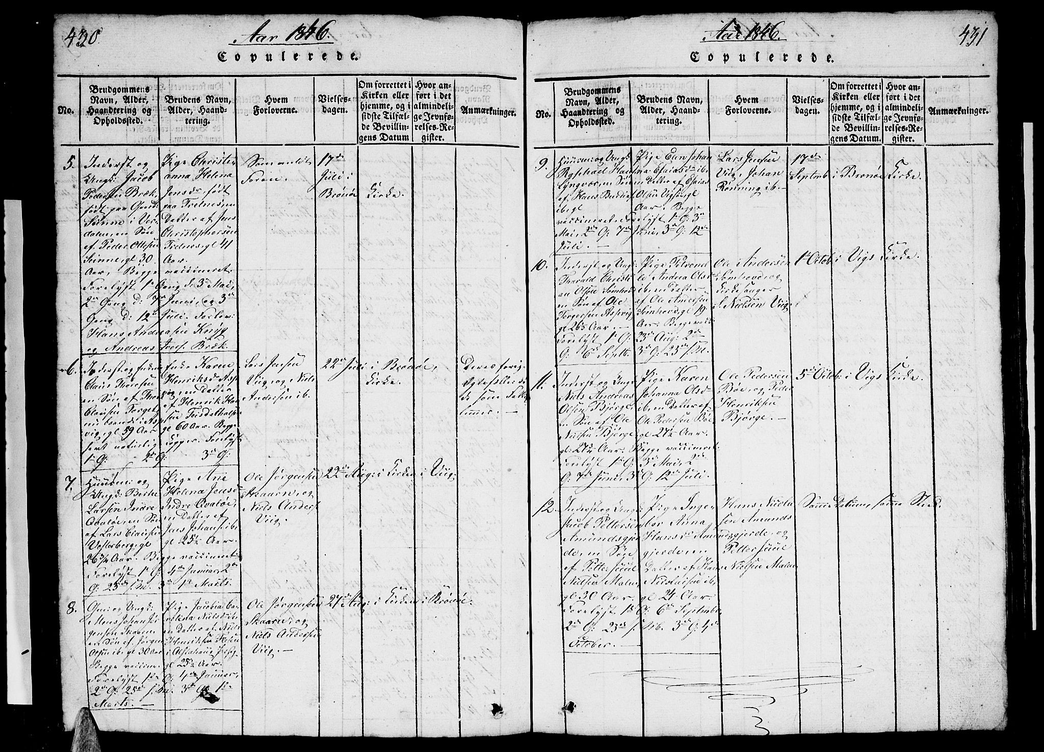 Ministerialprotokoller, klokkerbøker og fødselsregistre - Nordland, AV/SAT-A-1459/812/L0186: Klokkerbok nr. 812C04, 1820-1849, s. 430-431