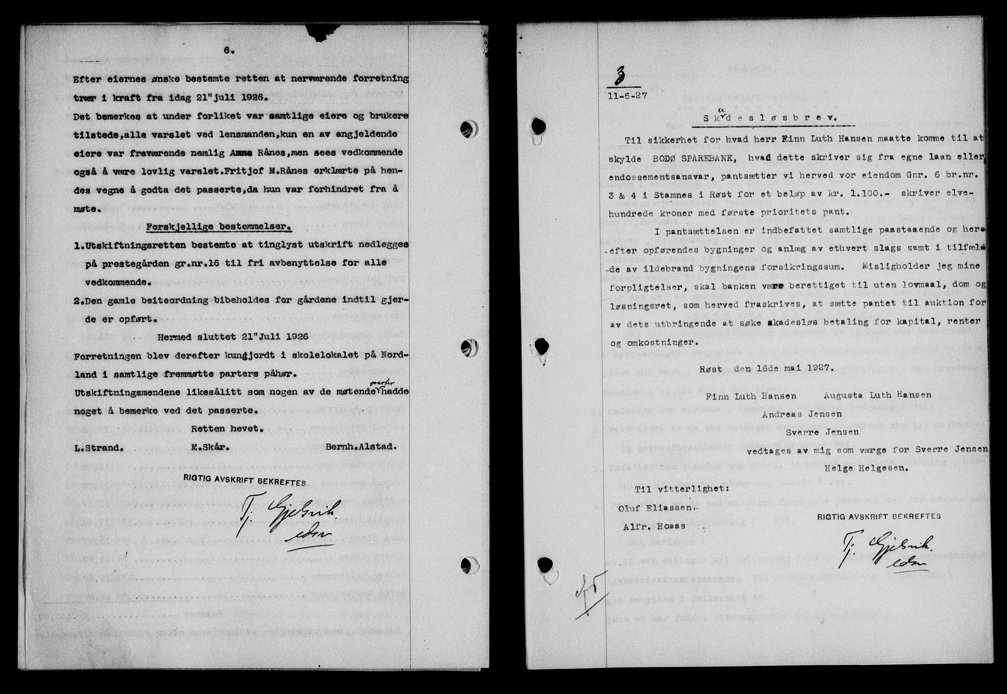 Lofoten sorenskriveri, SAT/A-0017/1/2/2C/L0015b: Pantebok nr. 15b, 1927-1927, Tingl.dato: 11.06.1927