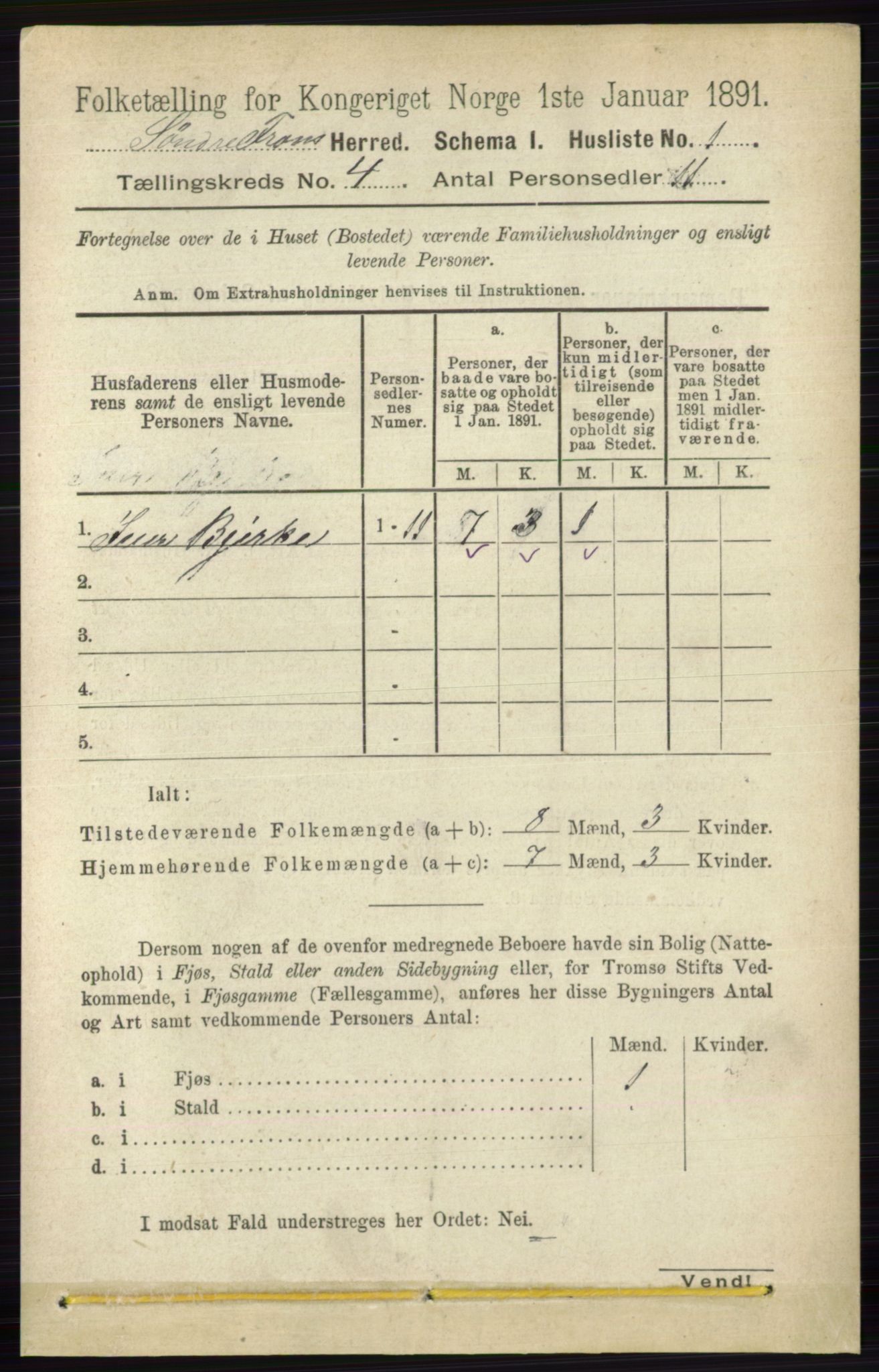 RA, Folketelling 1891 for 0519 Sør-Fron herred, 1891, s. 1312