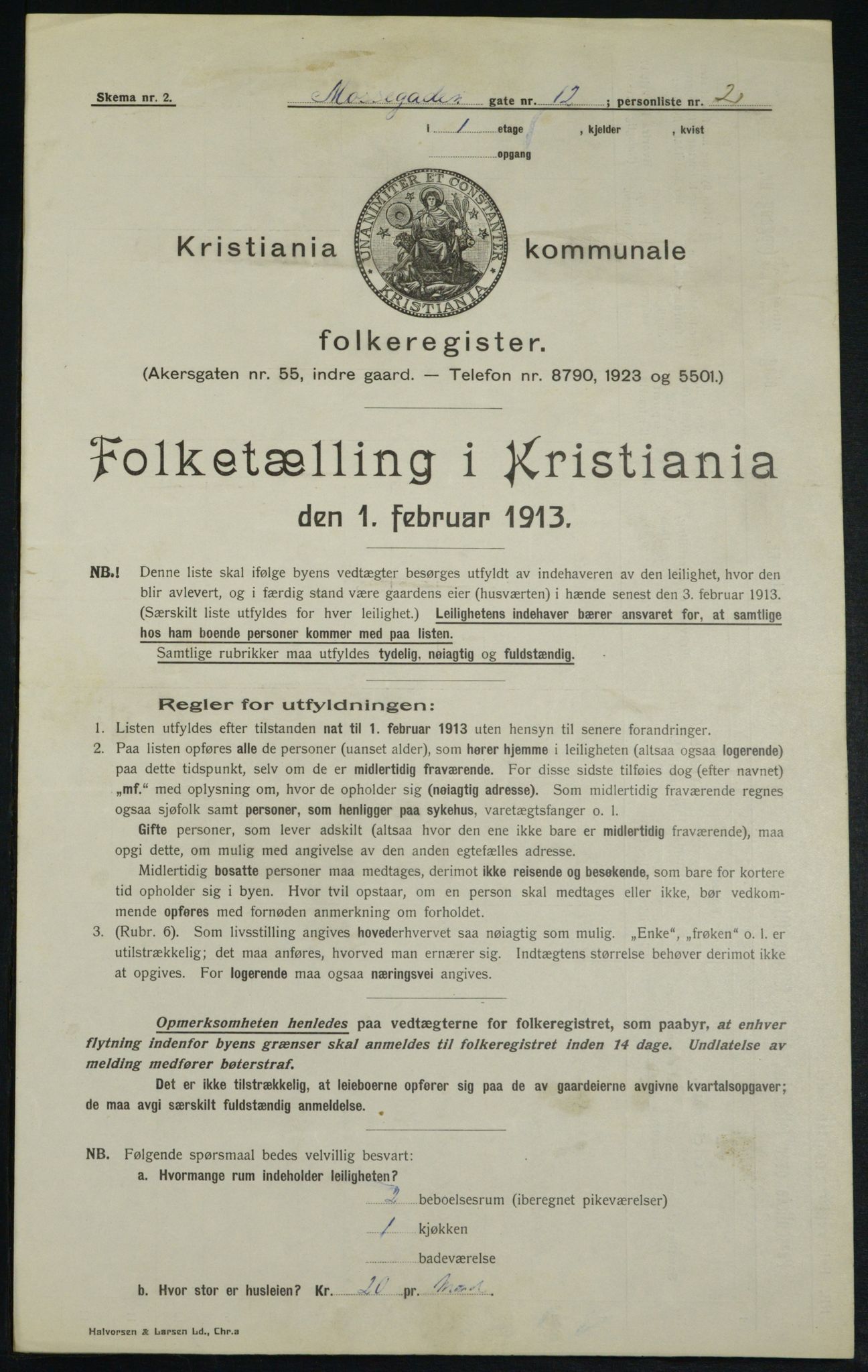 OBA, Kommunal folketelling 1.2.1913 for Kristiania, 1913, s. 65818