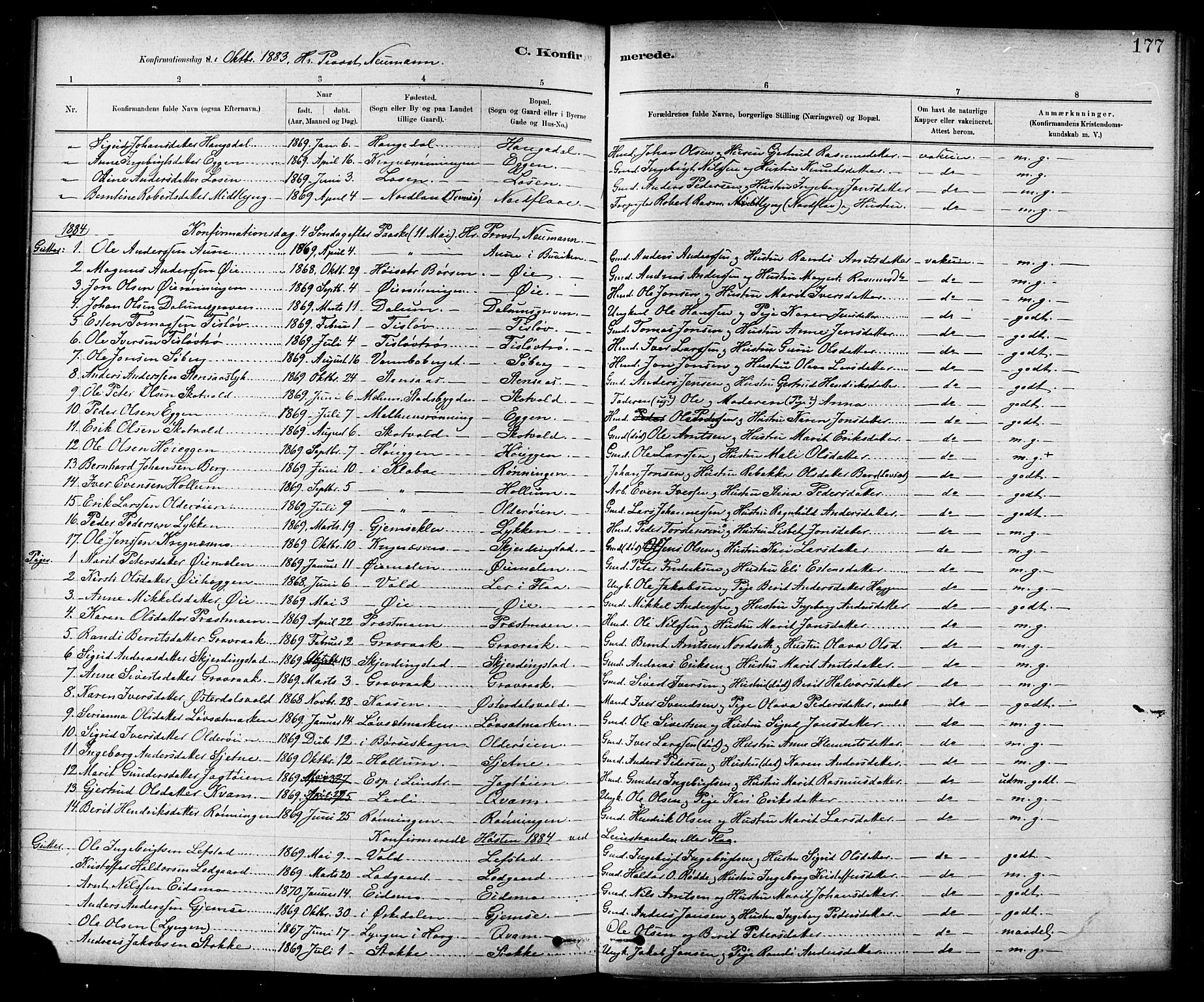 Ministerialprotokoller, klokkerbøker og fødselsregistre - Sør-Trøndelag, SAT/A-1456/691/L1094: Klokkerbok nr. 691C05, 1879-1911, s. 177