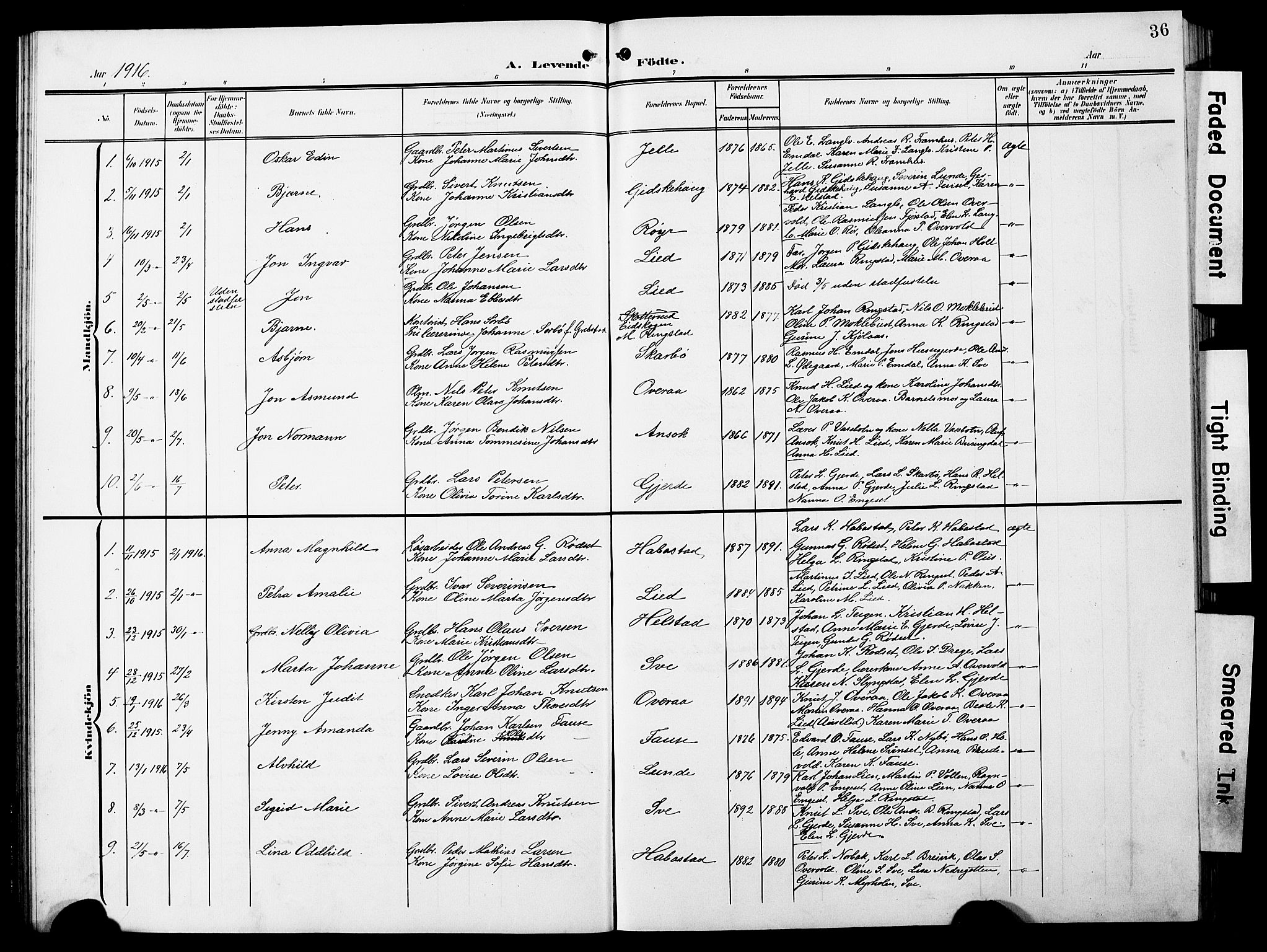 Ministerialprotokoller, klokkerbøker og fødselsregistre - Møre og Romsdal, AV/SAT-A-1454/520/L0293: Klokkerbok nr. 520C05, 1902-1923, s. 36