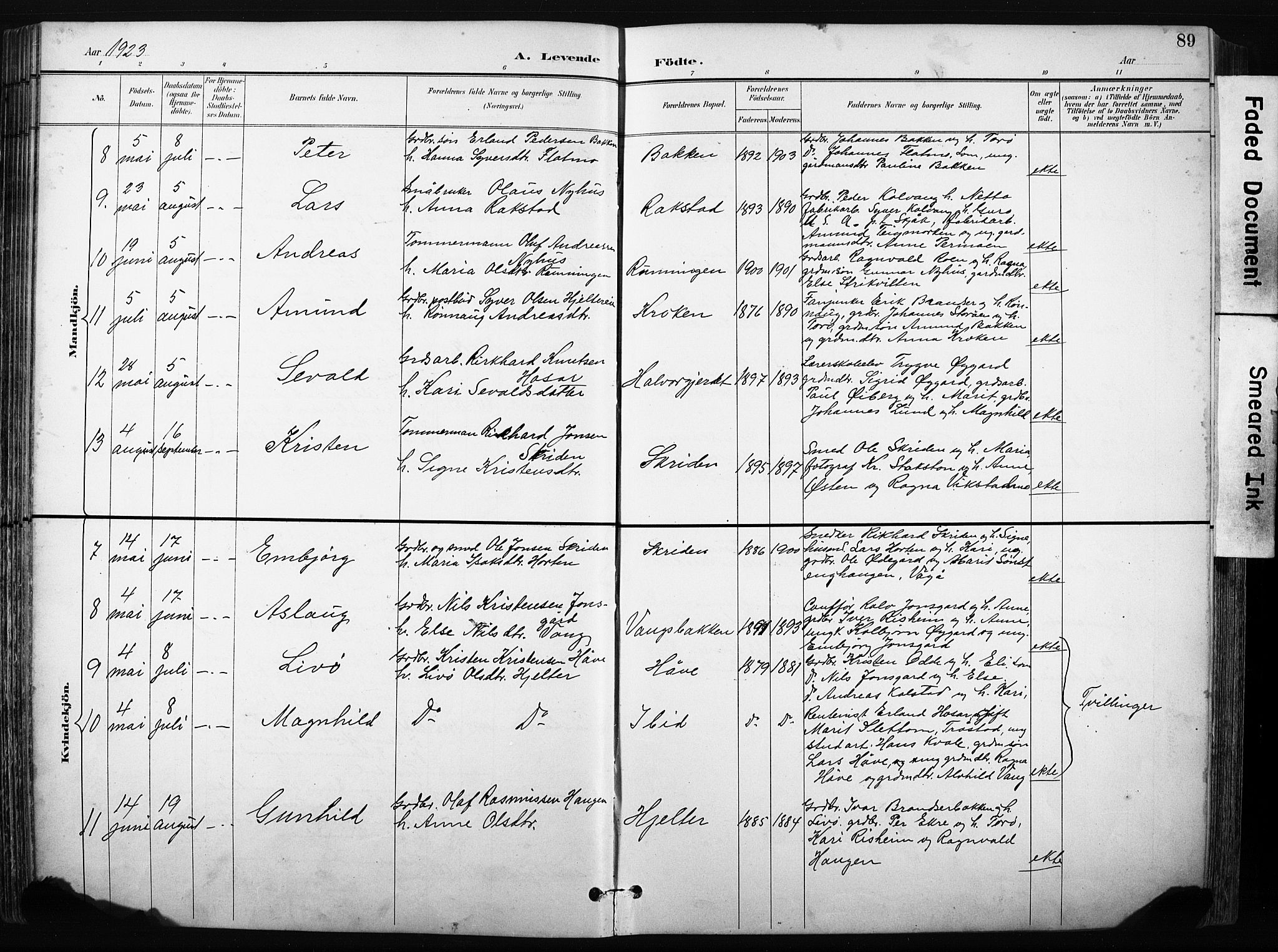 Skjåk prestekontor, AV/SAH-PREST-072/H/Ha/Hab/L0003: Klokkerbok nr. 3, 1893-1932, s. 89