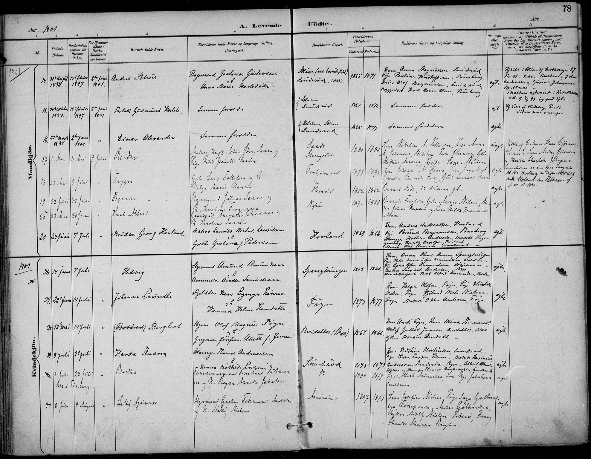 Nøtterøy kirkebøker, AV/SAKO-A-354/F/Fa/L0009: Ministerialbok nr. I 9, 1894-1907, s. 78