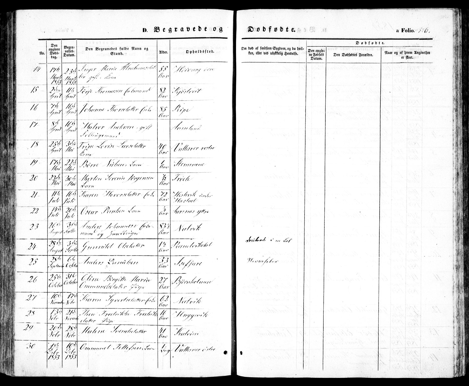 Høvåg sokneprestkontor, SAK/1111-0025/F/Fb/L0002: Klokkerbok nr. B 2, 1847-1869, s. 326