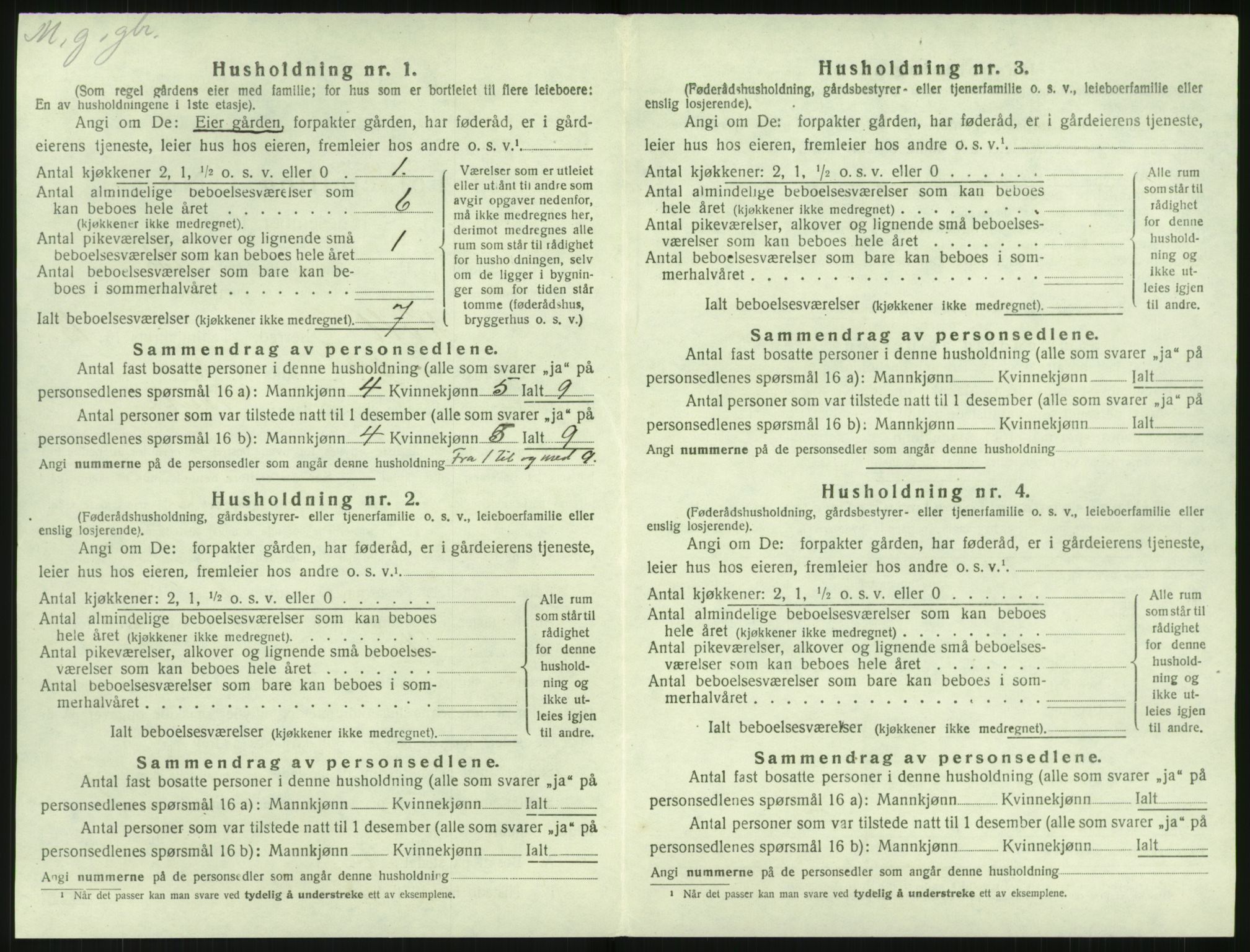 SAK, Folketelling 1920 for 0914 Holt herred, 1920, s. 1407