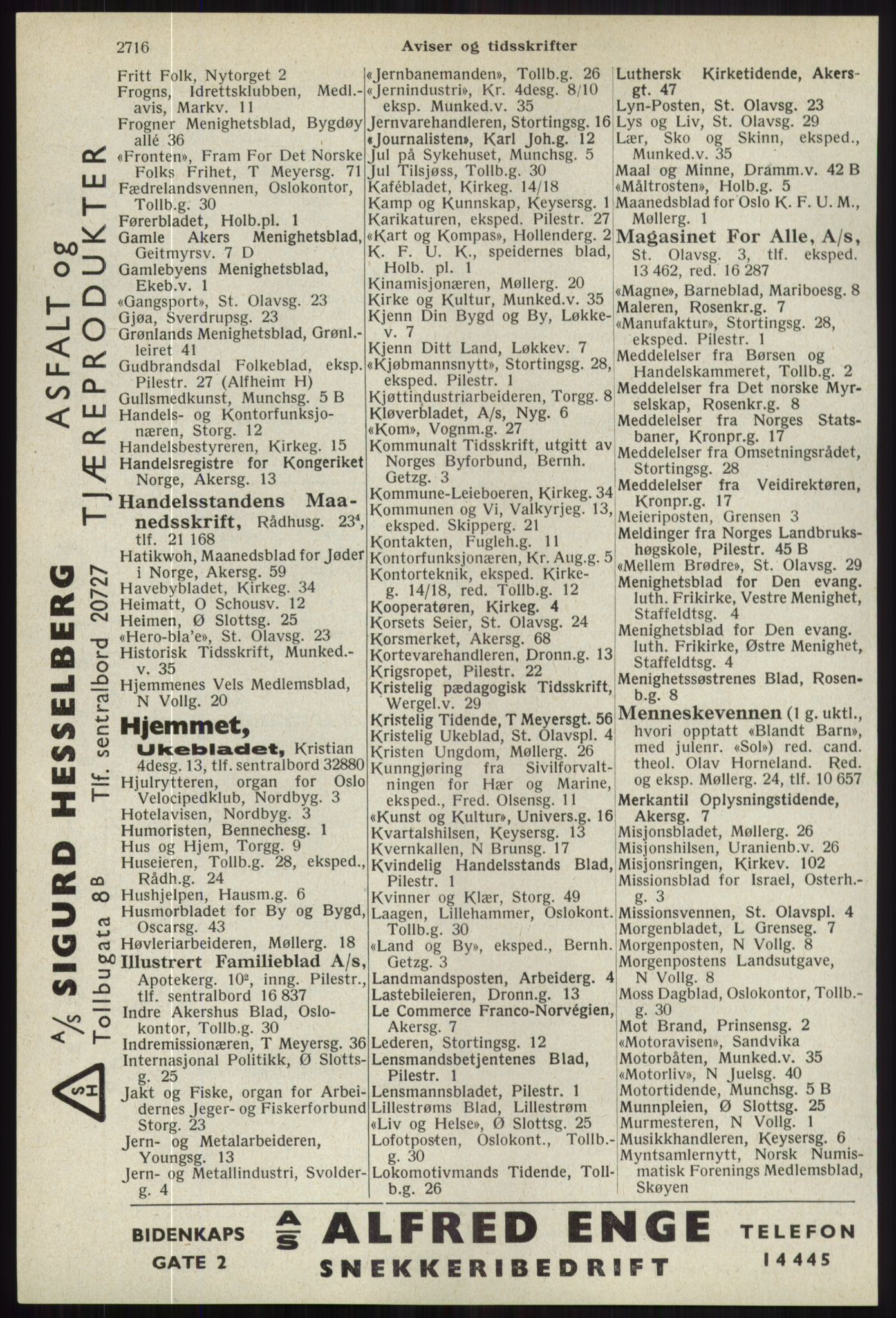 Kristiania/Oslo adressebok, PUBL/-, 1941, s. 2716