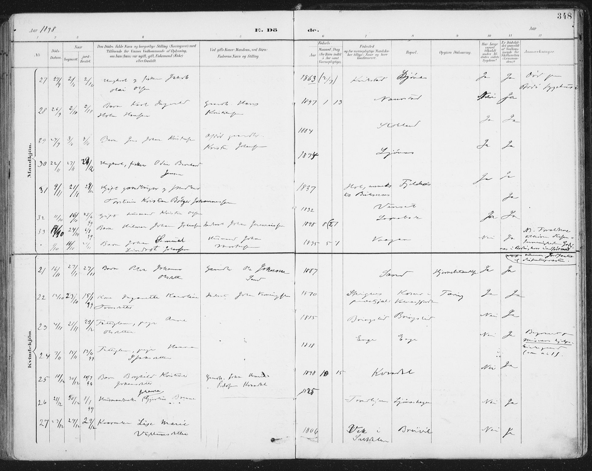 Ministerialprotokoller, klokkerbøker og fødselsregistre - Nordland, SAT/A-1459/852/L0741: Ministerialbok nr. 852A11, 1894-1917, s. 348