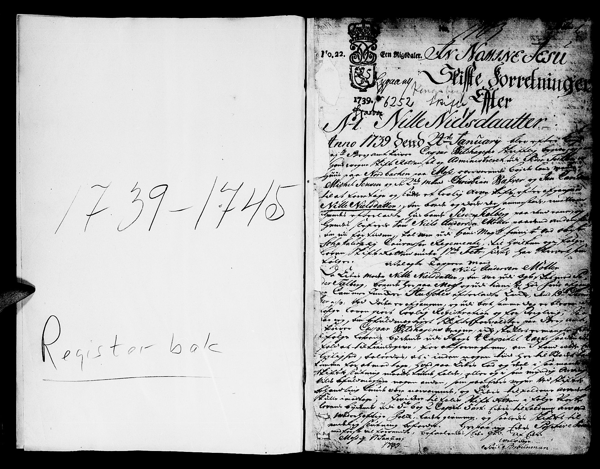 Kongsberg byfogd, AV/SAKO-A-84/H/Hb/L0002: Skifteprotokoll, 1739-1744, s. 0b-1a