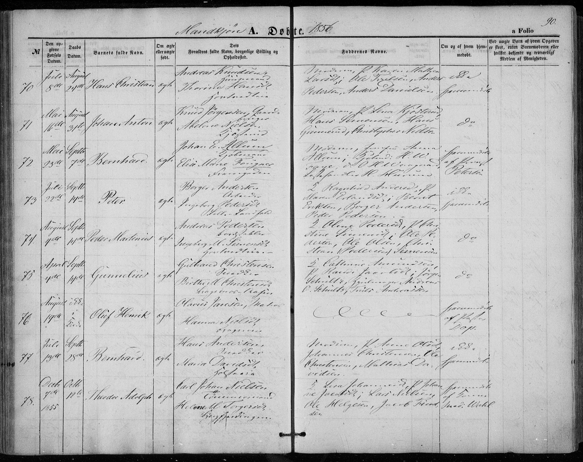 Bragernes kirkebøker, AV/SAKO-A-6/F/Fb/L0002: Ministerialbok nr. II 2, 1848-1859, s. 90