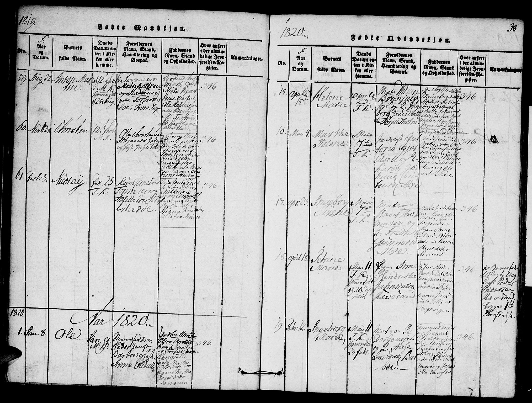 Austre Moland sokneprestkontor, AV/SAK-1111-0001/F/Fa/Faa/L0004: Ministerialbok nr. A 4, 1816-1824, s. 38