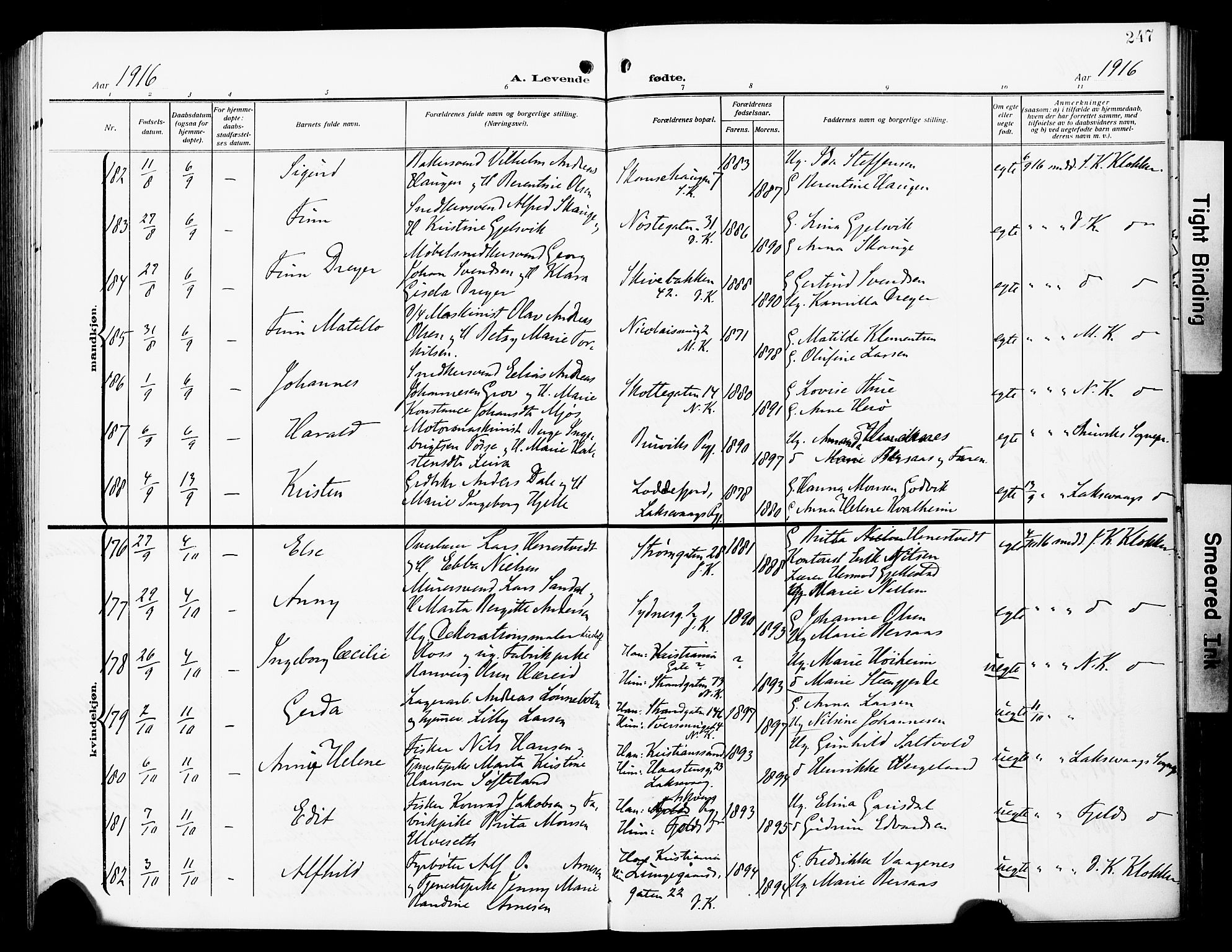 Fødselsstiftelsens sokneprestembete*, SAB/-: Ministerialbok nr. A 4, 1910-1918, s. 247