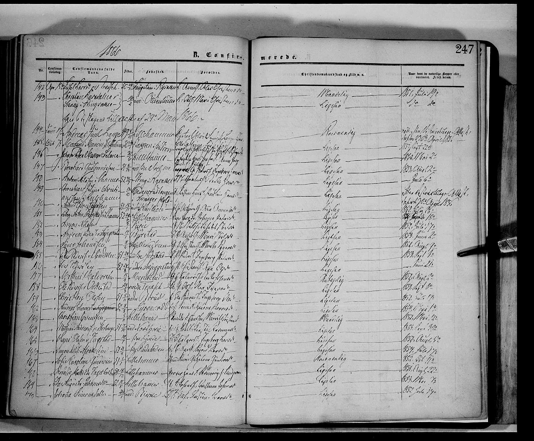 Fåberg prestekontor, AV/SAH-PREST-086/H/Ha/Haa/L0006: Ministerialbok nr. 6A, 1855-1867, s. 247