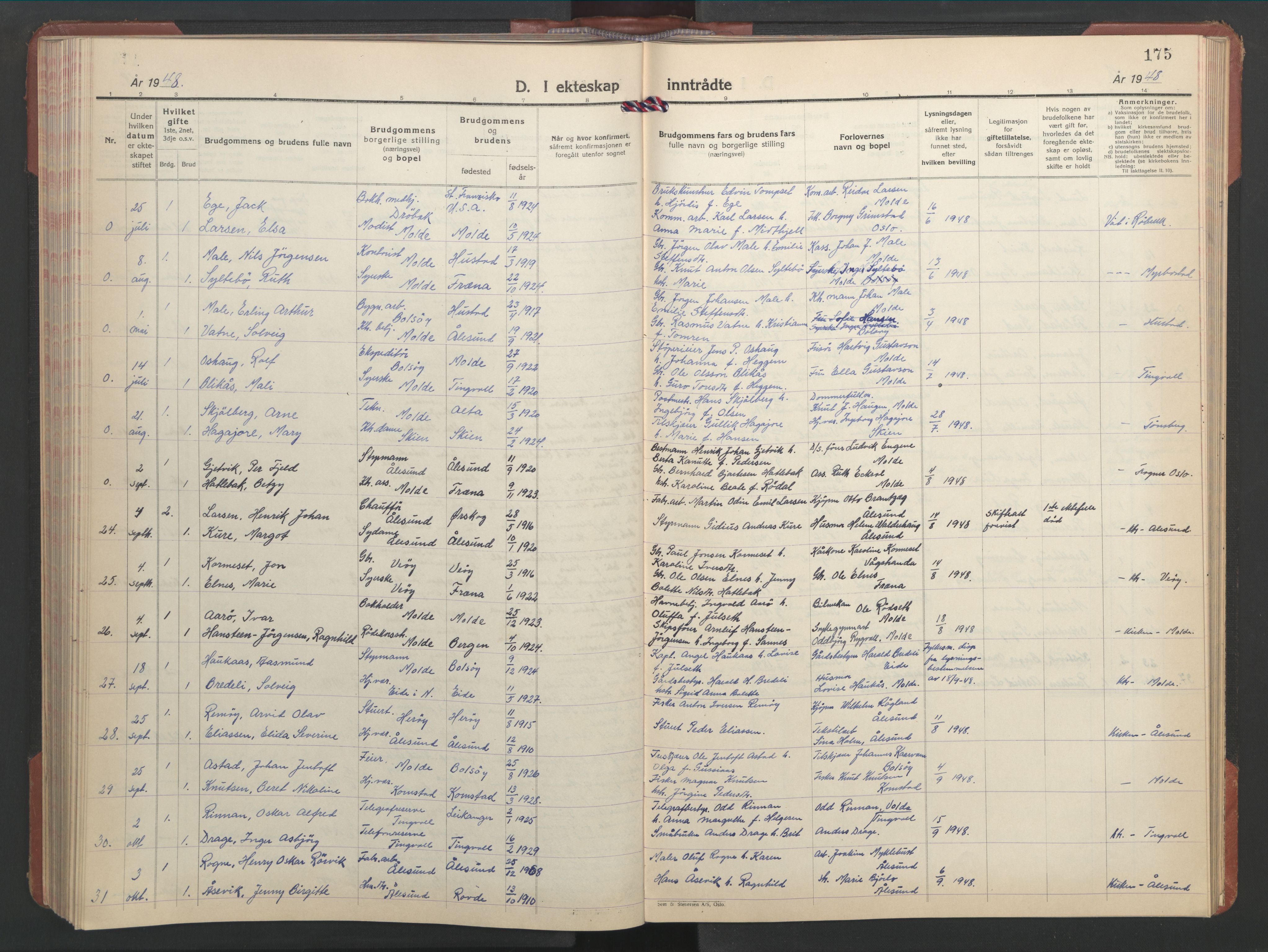 Ministerialprotokoller, klokkerbøker og fødselsregistre - Møre og Romsdal, AV/SAT-A-1454/558/L0705: Klokkerbok nr. 558C06, 1940-1953, s. 175