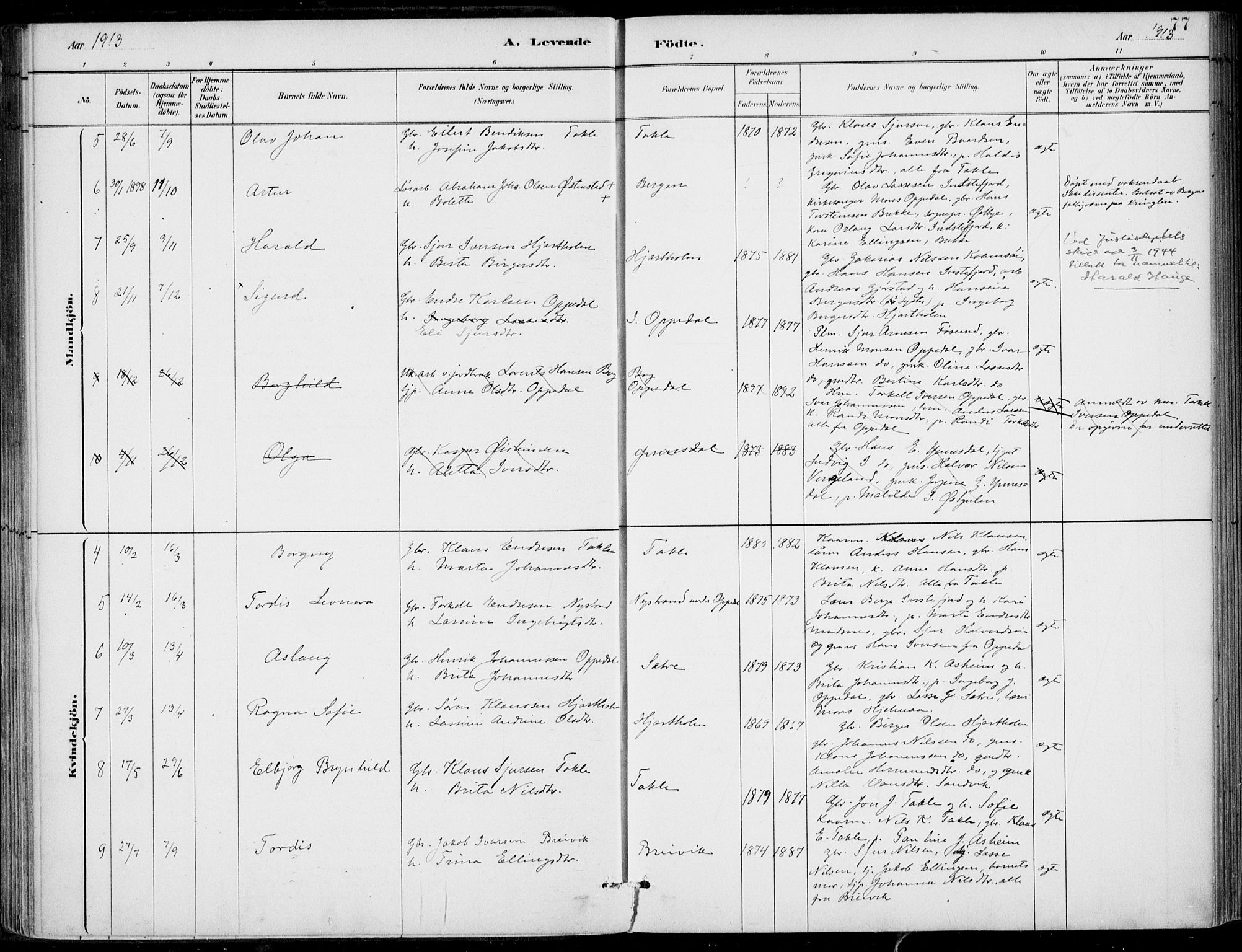 Gulen sokneprestembete, AV/SAB-A-80201/H/Haa/Haac/L0002: Ministerialbok nr. C  2, 1882-1914, s. 77