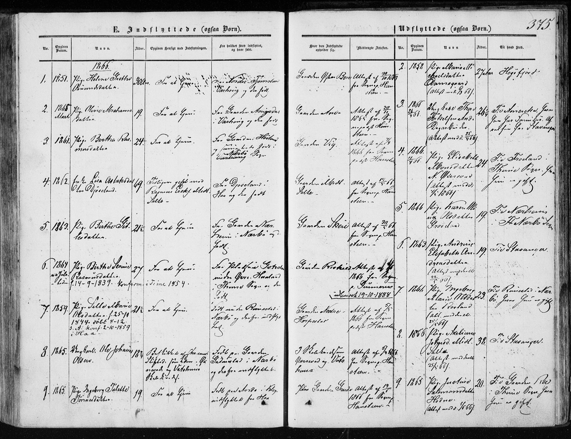 Klepp sokneprestkontor, SAST/A-101803/001/3/30BA/L0005: Ministerialbok nr. A 5, 1853-1870, s. 375