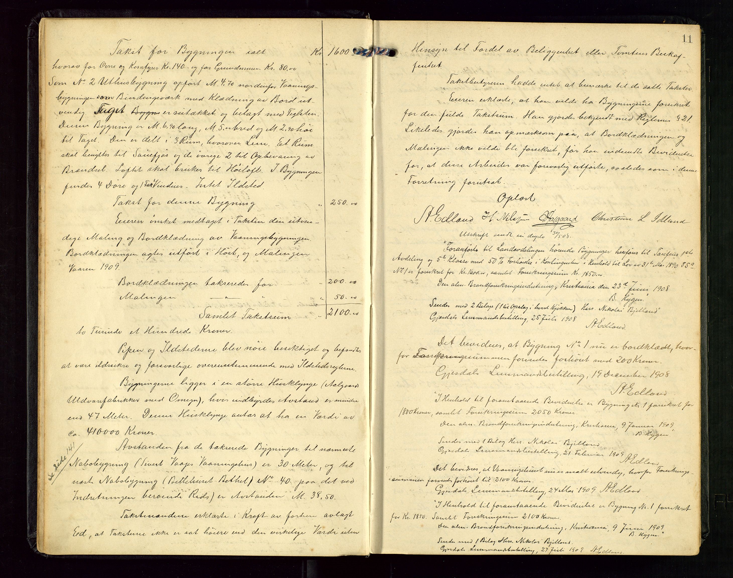 Gjesdal lensmannskontor, AV/SAST-A-100441/Go/L0002: Branntakstprotokoll, 1907-1921, s. 10b-11a