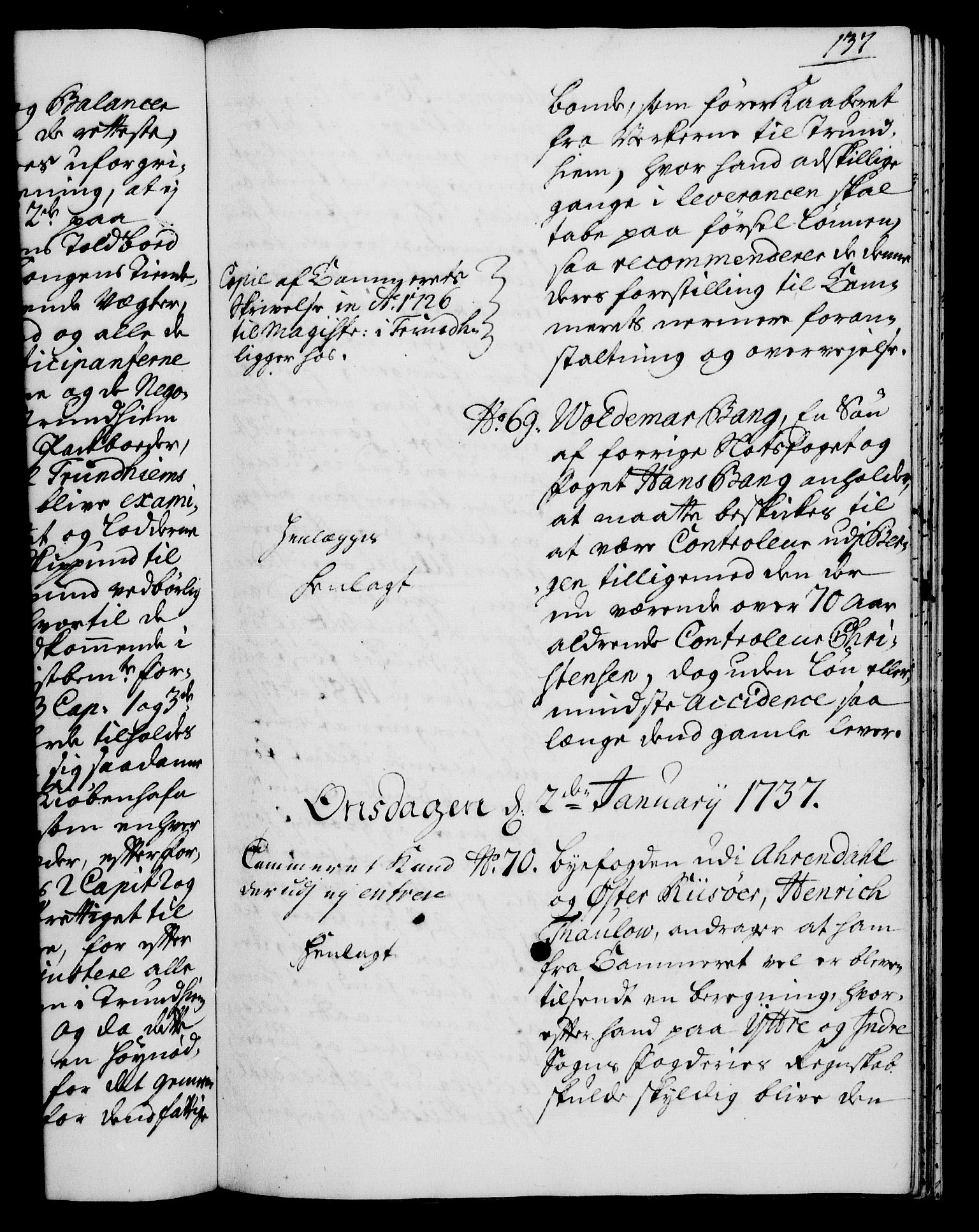 Rentekammeret, Kammerkanselliet, RA/EA-3111/G/Gh/Gha/L0019: Norsk ekstraktmemorialprotokoll (merket RK 53.64), 1736-1737, s. 137