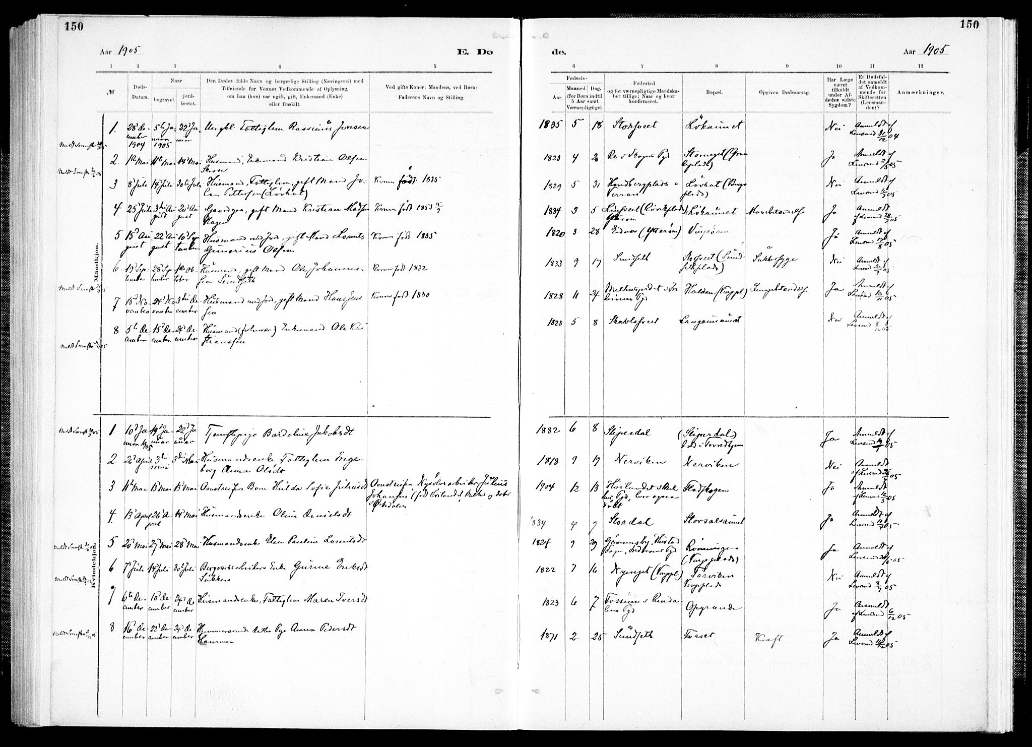 Ministerialprotokoller, klokkerbøker og fødselsregistre - Nord-Trøndelag, AV/SAT-A-1458/733/L0325: Ministerialbok nr. 733A04, 1884-1908, s. 150