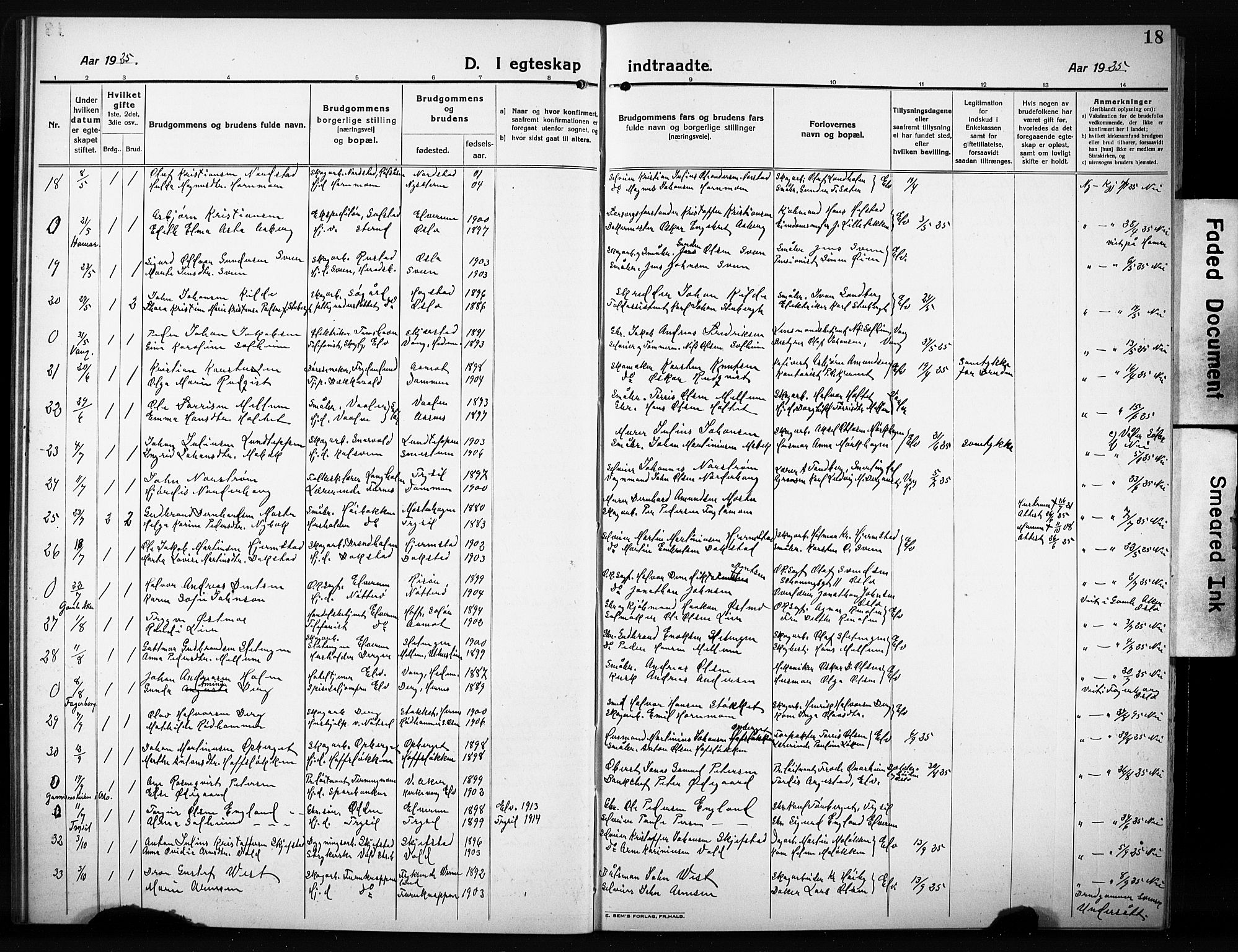 Elverum prestekontor, AV/SAH-PREST-044/H/Ha/Hab/L0014: Klokkerbok nr. 14, 1922-1933, s. 18