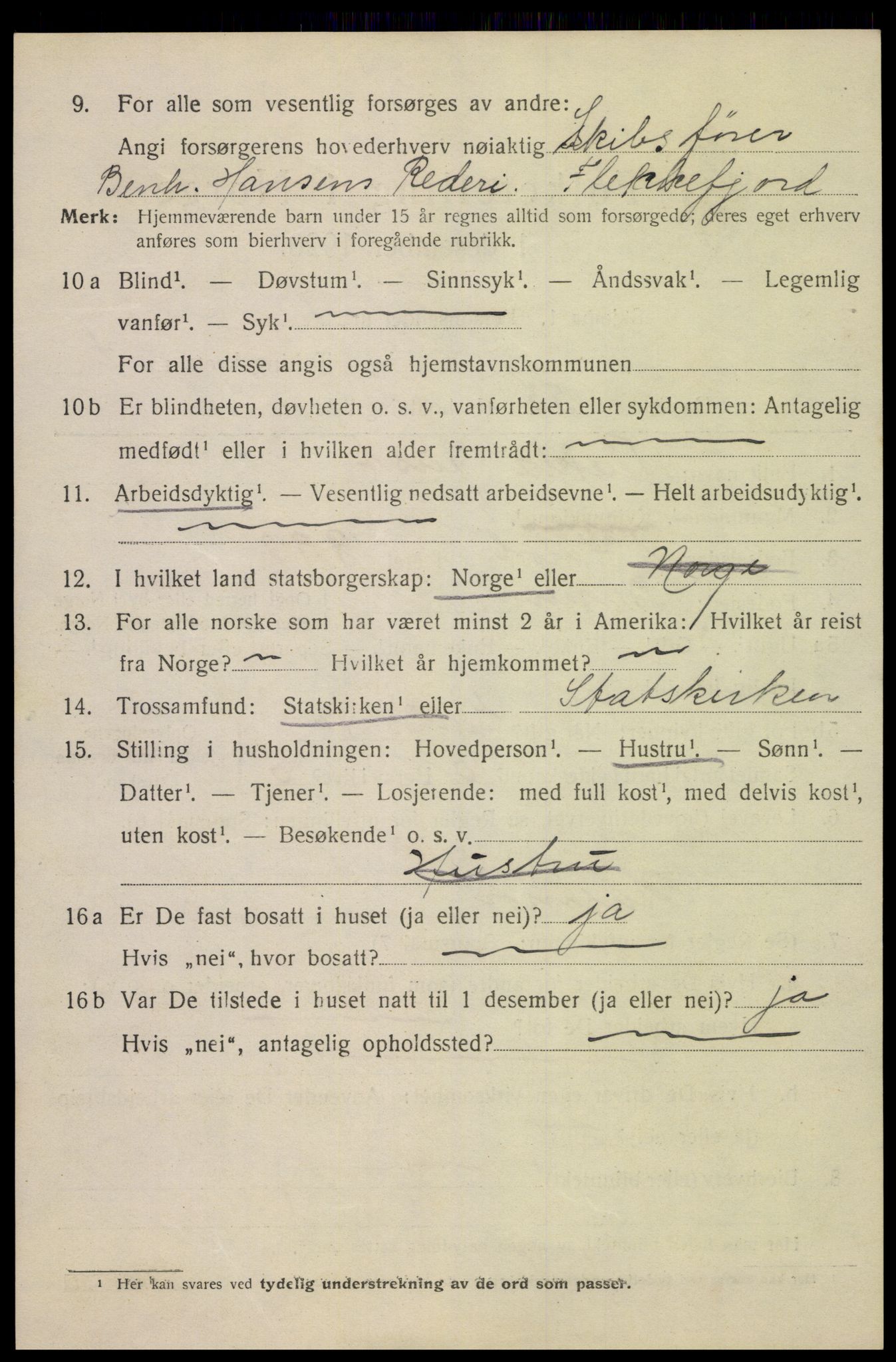 SAK, Folketelling 1920 for 1004 Flekkefjord kjøpstad, 1920, s. 5119