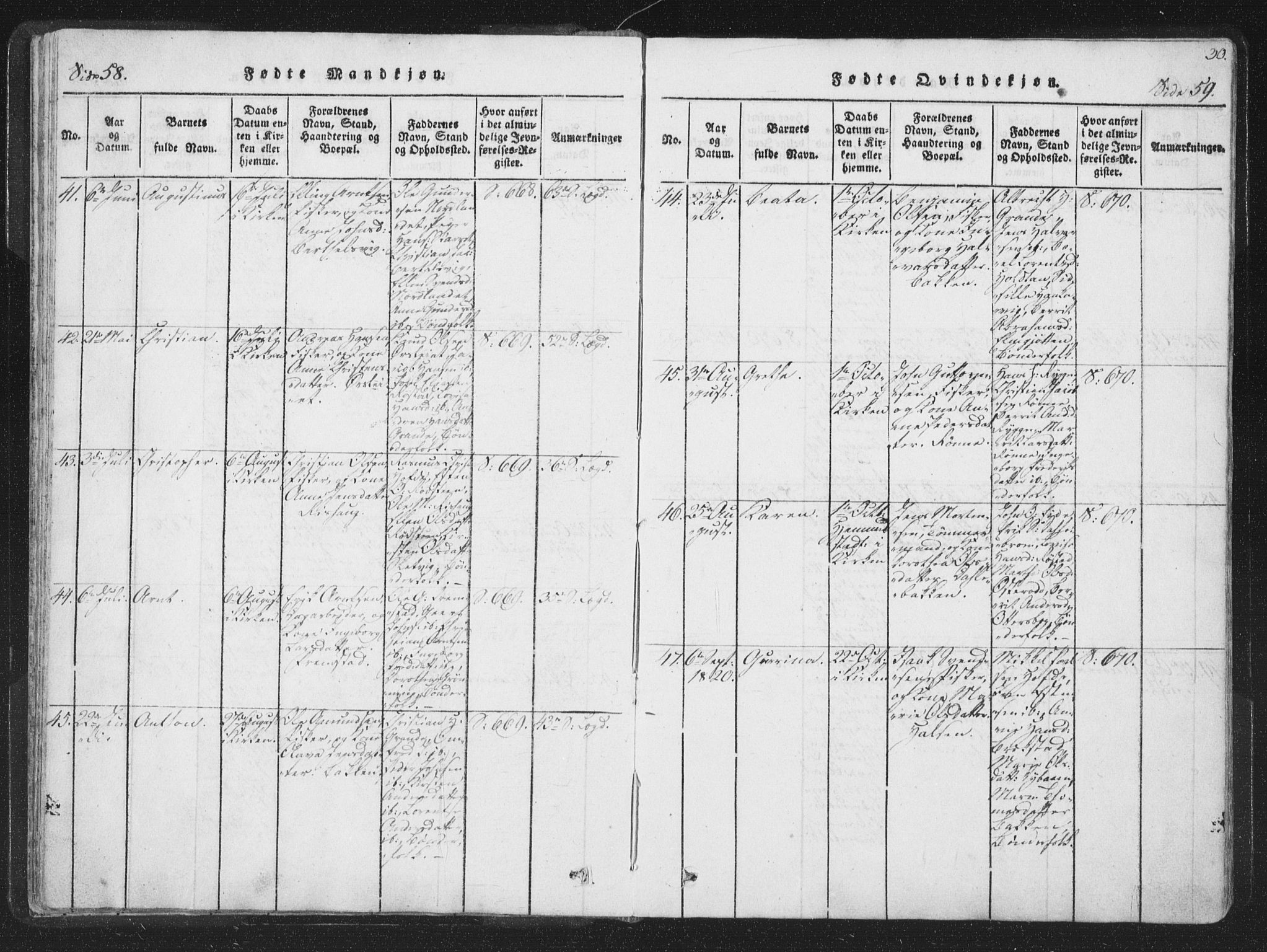 Ministerialprotokoller, klokkerbøker og fødselsregistre - Sør-Trøndelag, SAT/A-1456/659/L0734: Ministerialbok nr. 659A04, 1818-1825, s. 58-59