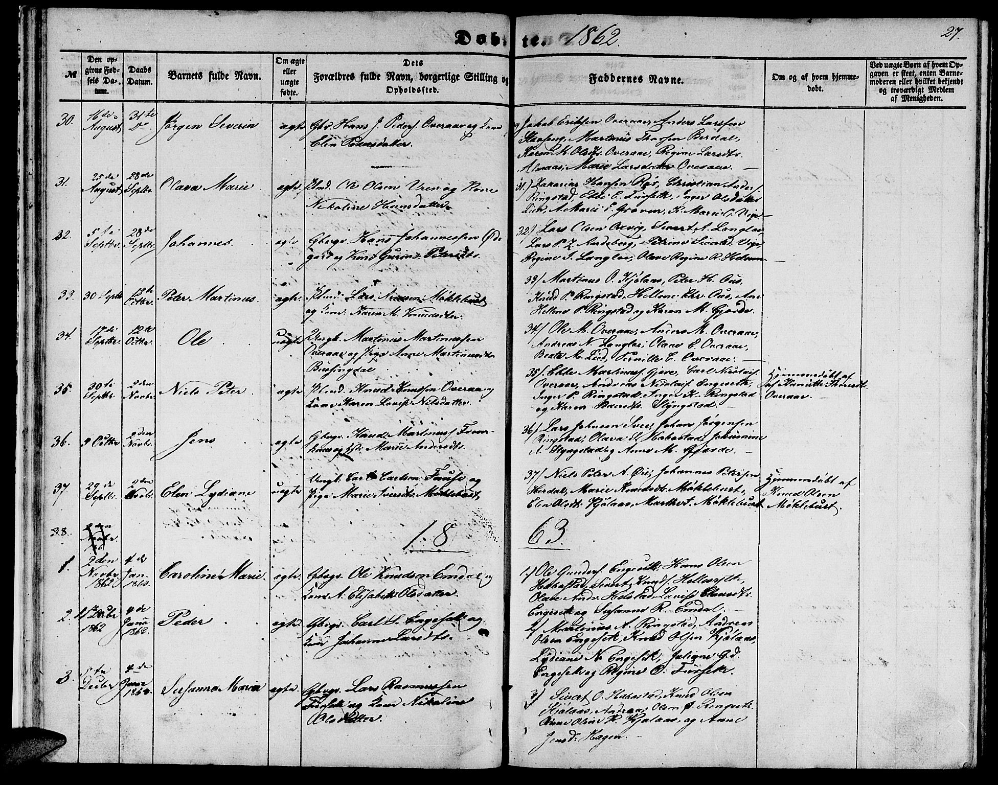 Ministerialprotokoller, klokkerbøker og fødselsregistre - Møre og Romsdal, AV/SAT-A-1454/520/L0291: Klokkerbok nr. 520C03, 1854-1881, s. 27