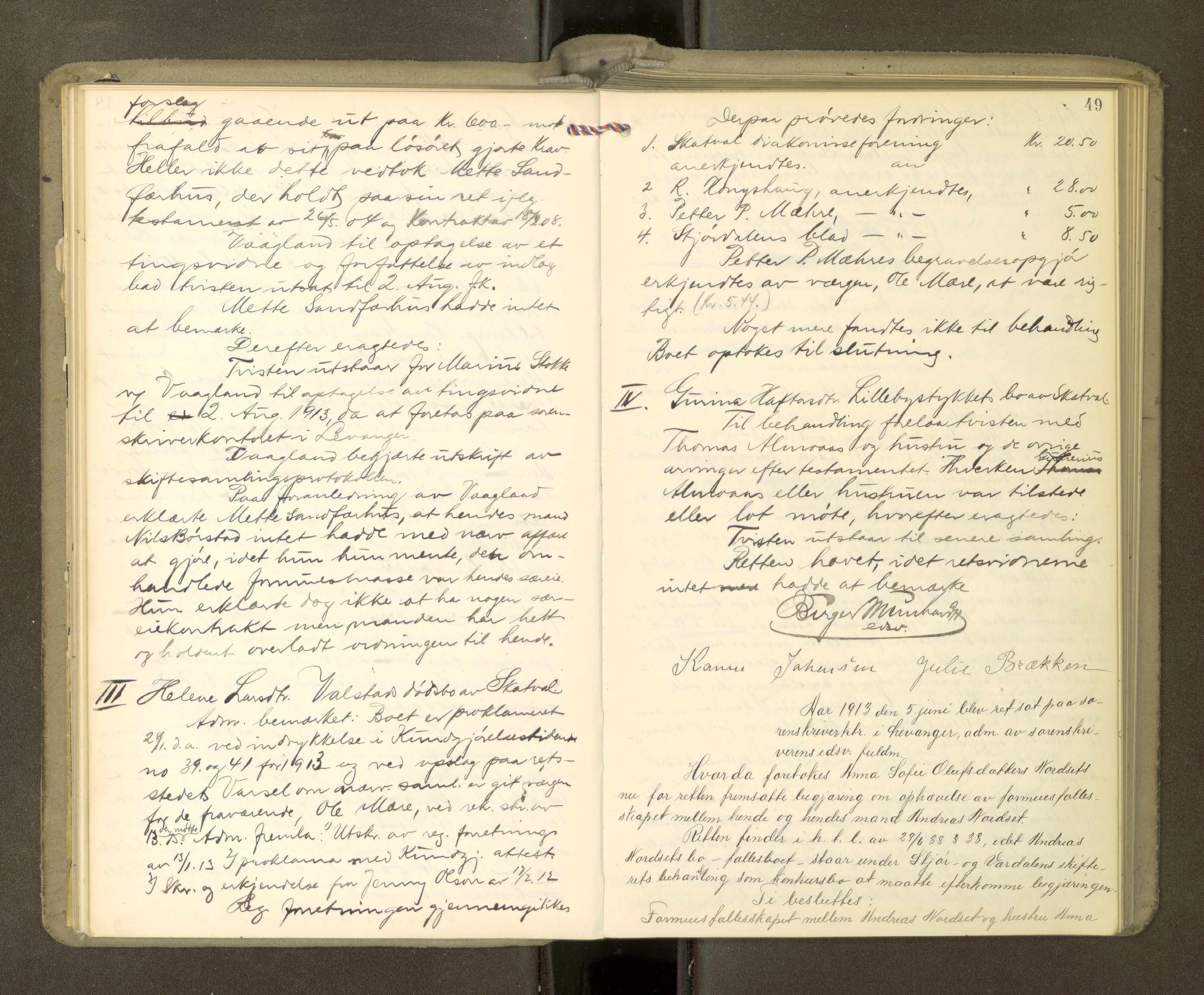 Stjør- og Verdal sorenskriveri, AV/SAT-A-4167/1/3/3B/L0012: Skifteforhandlingsprotokoll, 1912-1919, s. 49