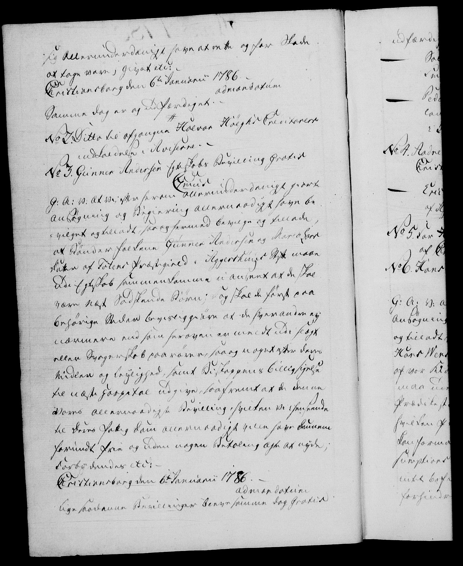 Danske Kanselli 1572-1799, RA/EA-3023/F/Fc/Fca/Fcaa/L0051: Norske registre, 1786-1787, s. 1b