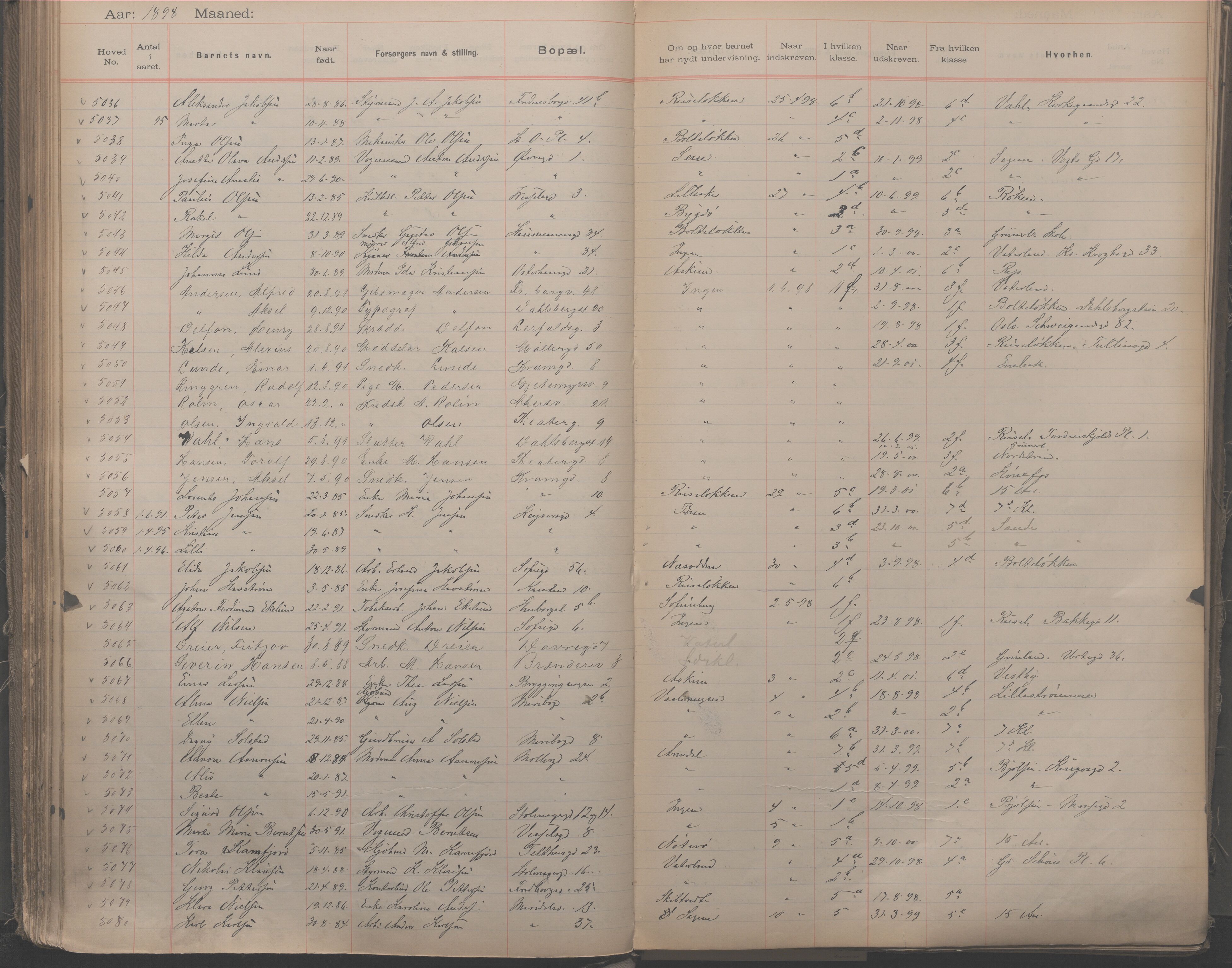 Møllergata skole, OBA/A-20129/F/Fa/L0001: Ut-/innskrivningsprotokoll, 1889-1907, s. 117