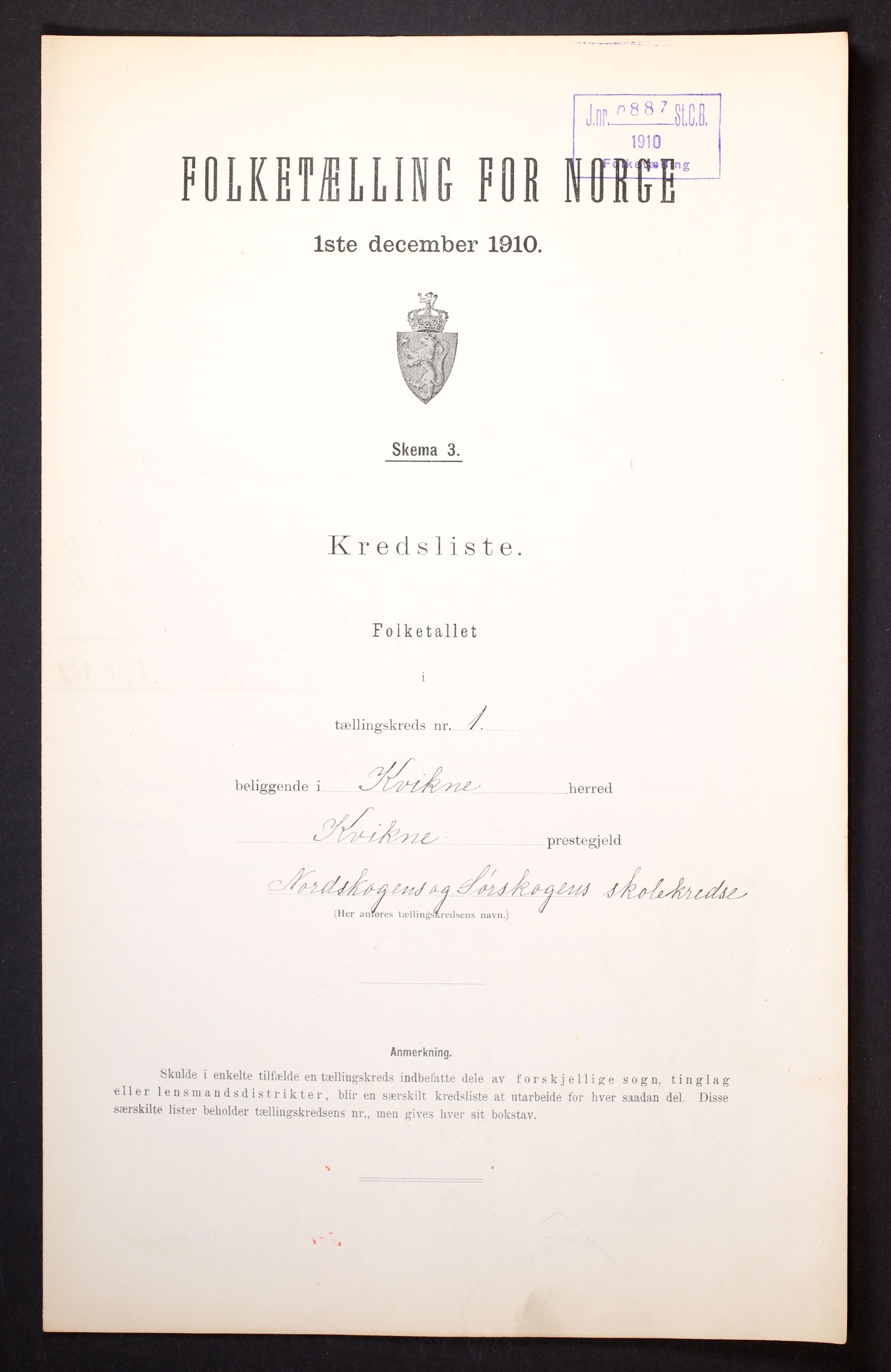 RA, Folketelling 1910 for 0440 Kvikne herred, 1910, s. 4