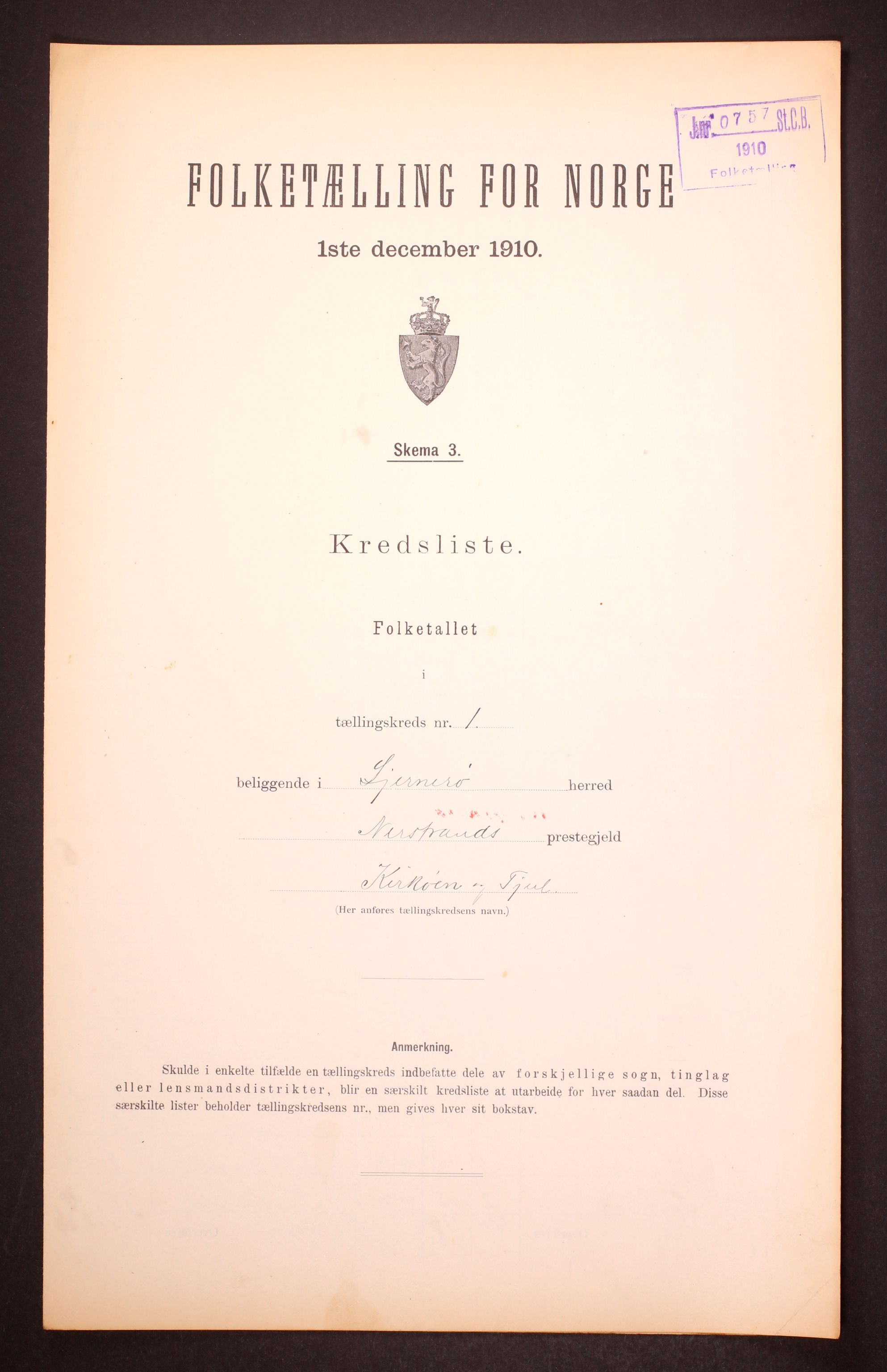 RA, Folketelling 1910 for 1140 Sjernarøy herred, 1910, s. 4