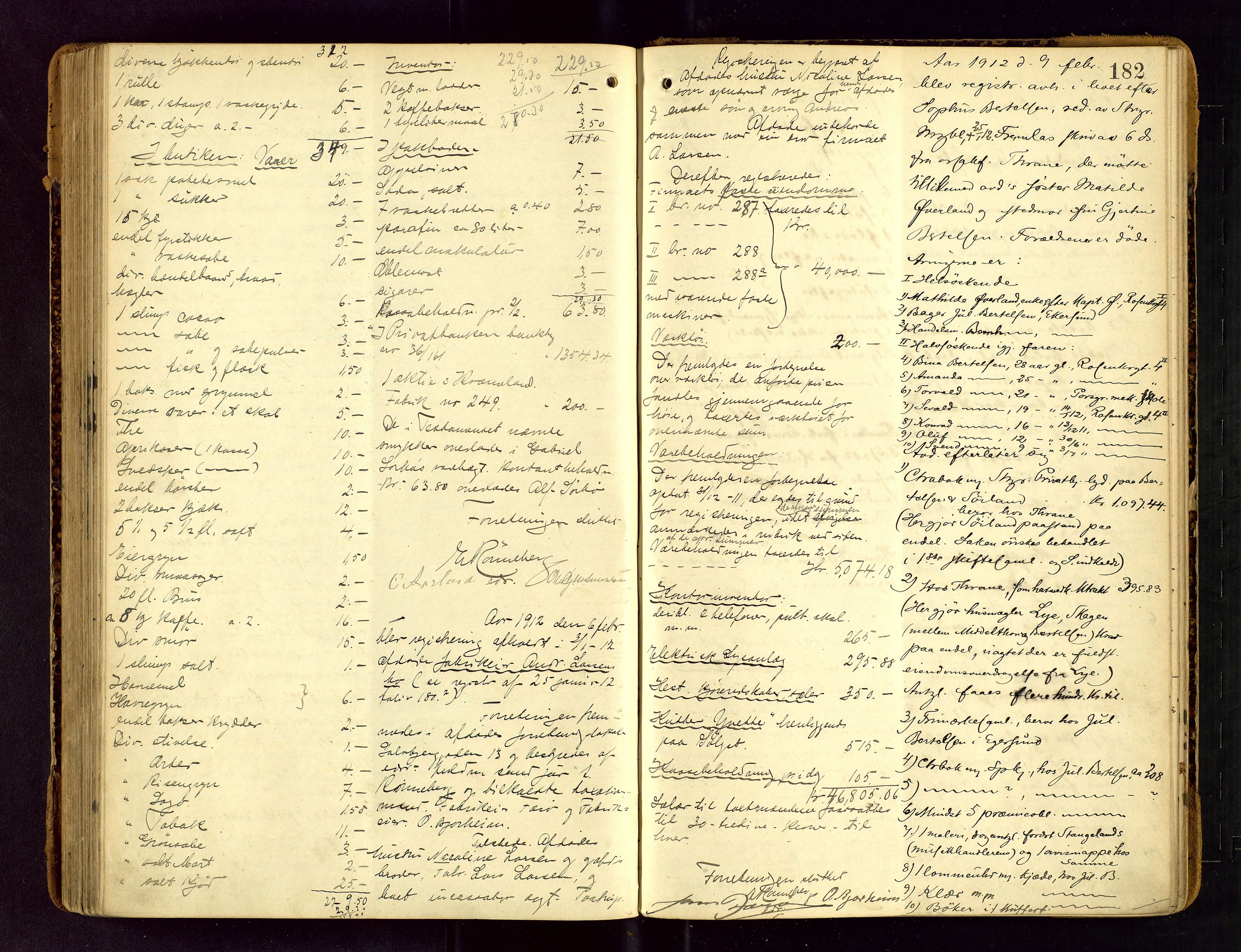 Stavanger skifteforvalter, AV/SAST-A-101412/001/5/53/533BA/L0002: Registreringsprotokoll, 1902-1914, s. 182