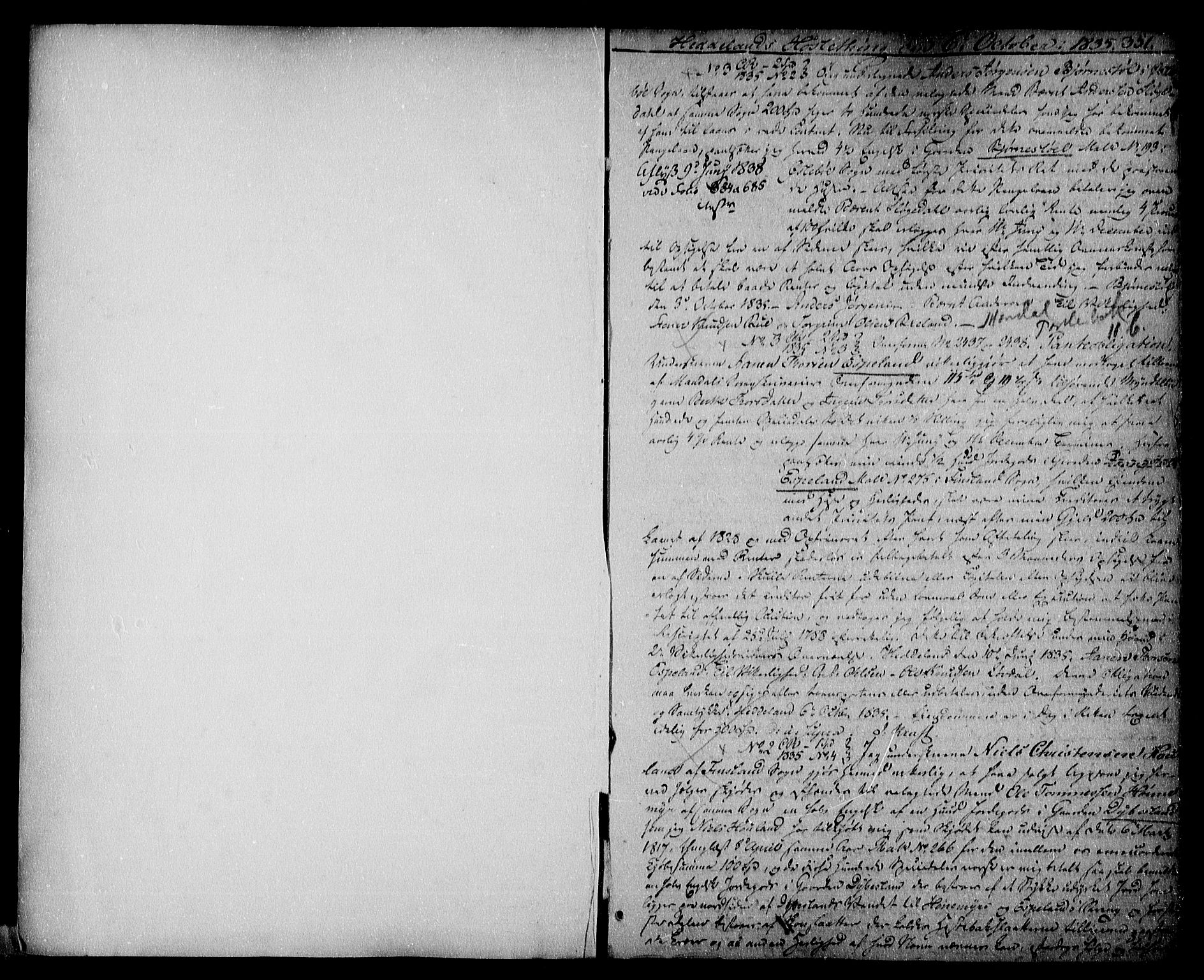 Mandal sorenskriveri, SAK/1221-0005/001/G/Gb/Gba/L0027: Pantebok nr. 11b, 1835-1838, s. 351