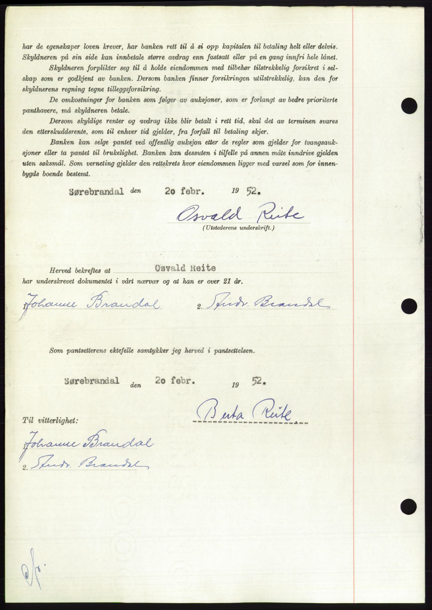 Søre Sunnmøre sorenskriveri, AV/SAT-A-4122/1/2/2C/L0121: Pantebok nr. 9B, 1951-1952, Dagboknr: 458/1952