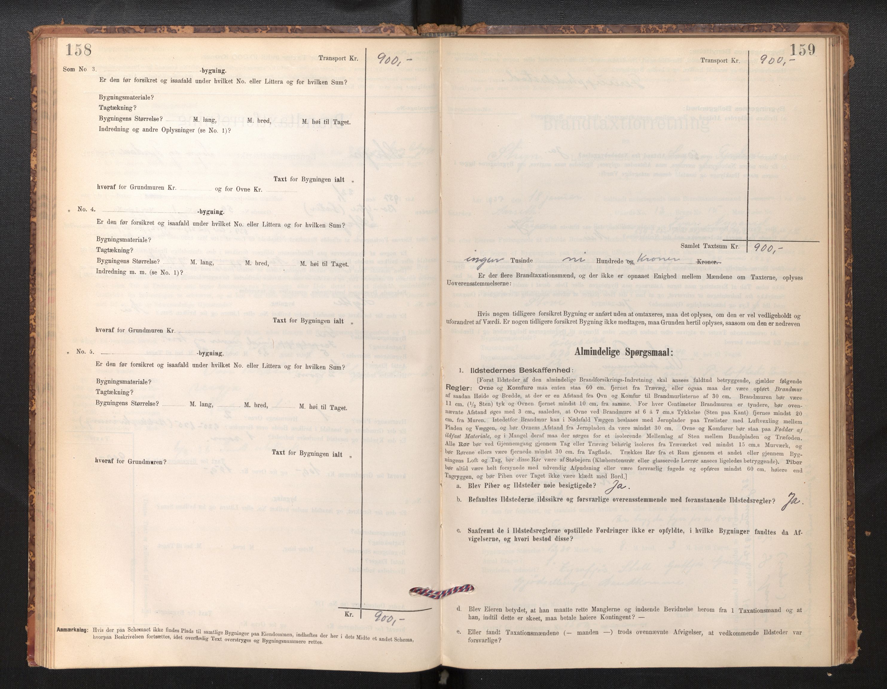 Lensmannen i Stryn og Innvik, AV/SAB-A-30201/0012/L0002: Branntakstprotokoll, skjematakst, 1894-1942, s. 158-159