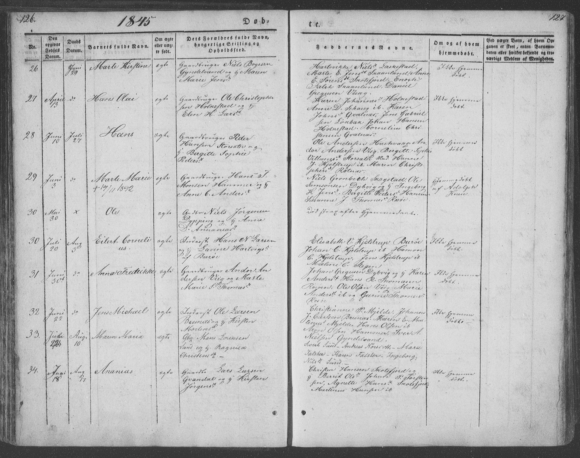 Ministerialprotokoller, klokkerbøker og fødselsregistre - Nordland, AV/SAT-A-1459/855/L0799: Ministerialbok nr. 855A07, 1834-1852, s. 126-127