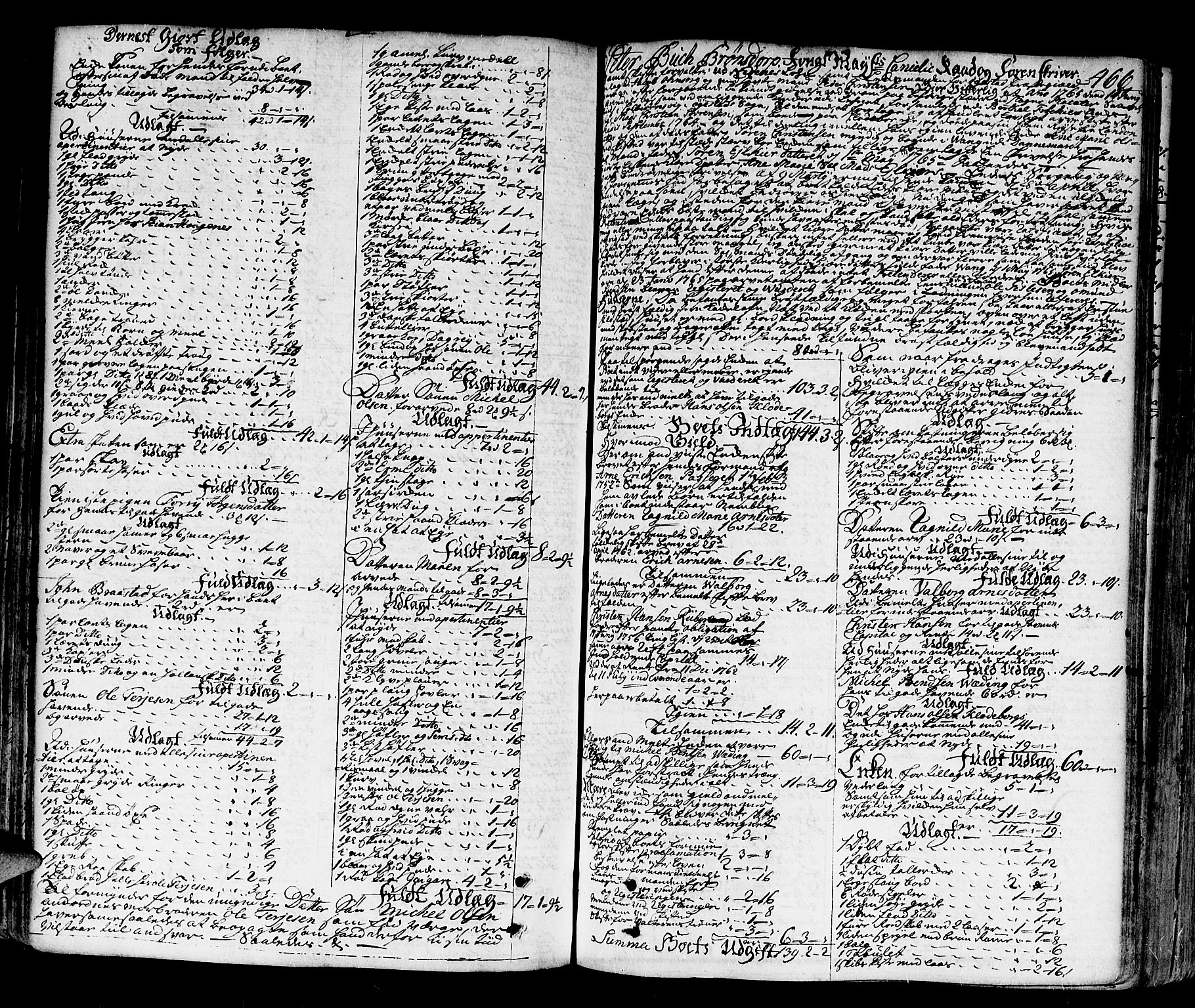 Nedenes sorenskriveri før 1824, SAK/1221-0007/H/Hc/L0030: Skifteprotokoll med register nr 21a, 1763-1767, s. 465b-466a