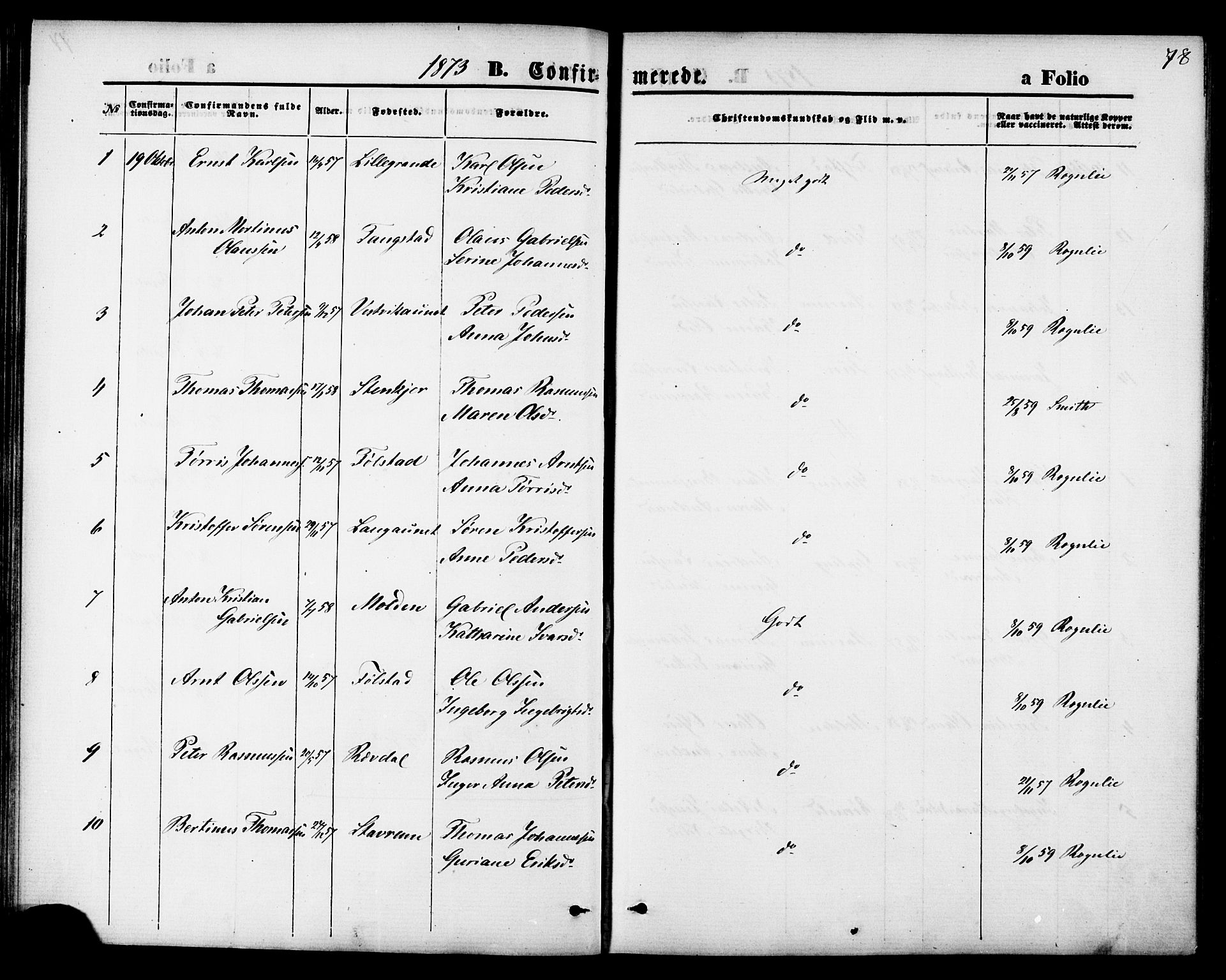 Ministerialprotokoller, klokkerbøker og fødselsregistre - Nord-Trøndelag, SAT/A-1458/744/L0419: Ministerialbok nr. 744A03, 1867-1881, s. 78