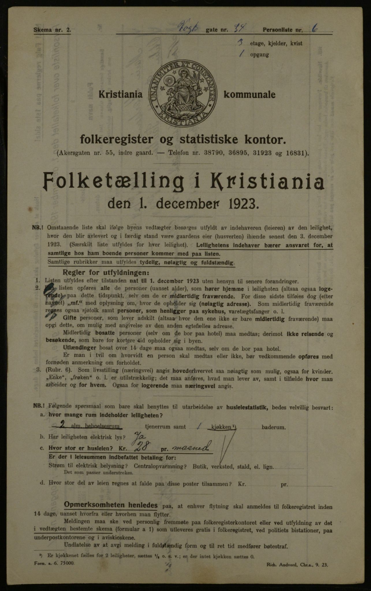 OBA, Kommunal folketelling 1.12.1923 for Kristiania, 1923, s. 137426