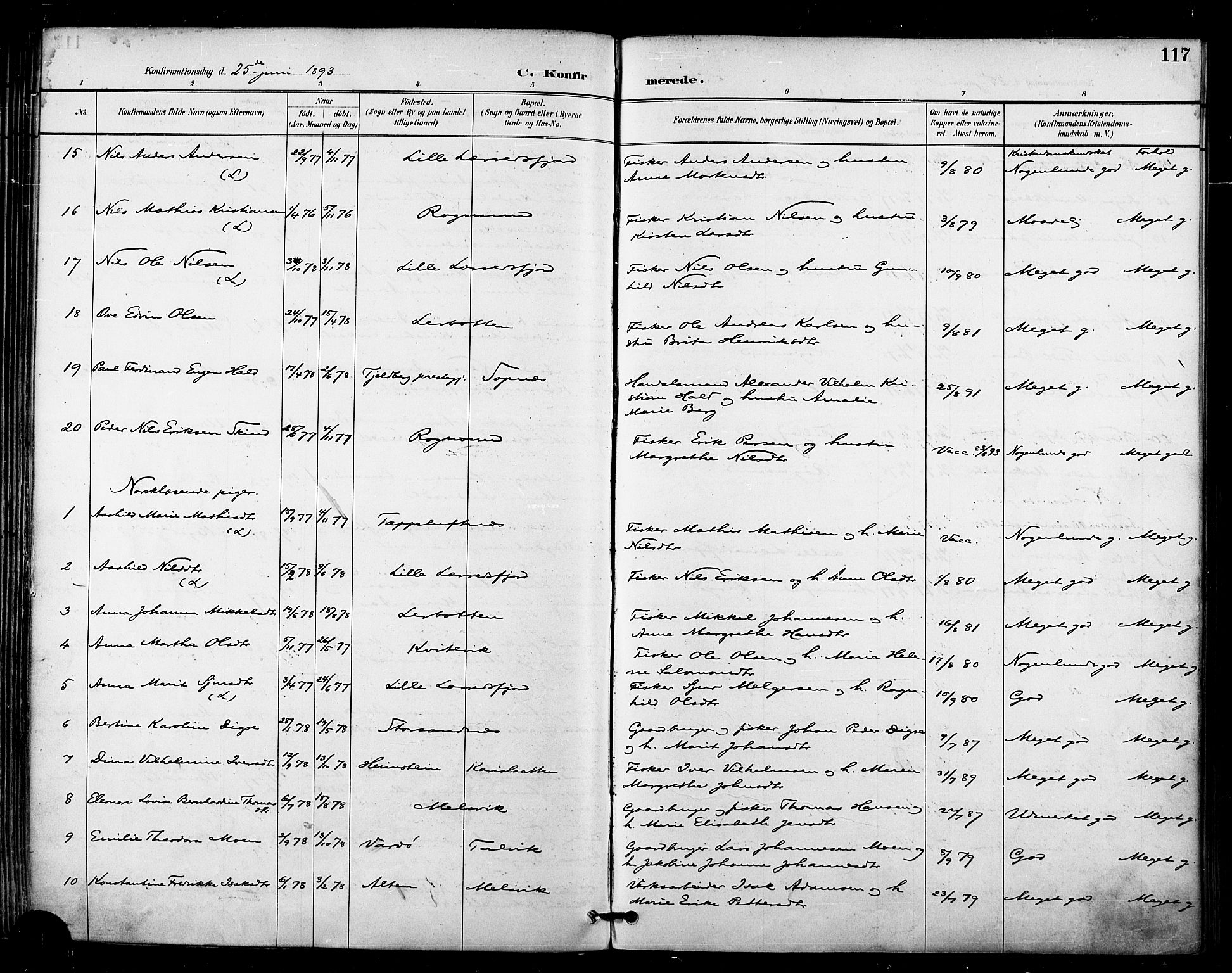 Talvik sokneprestkontor, SATØ/S-1337/H/Ha/L0013kirke: Ministerialbok nr. 13, 1886-1897, s. 117