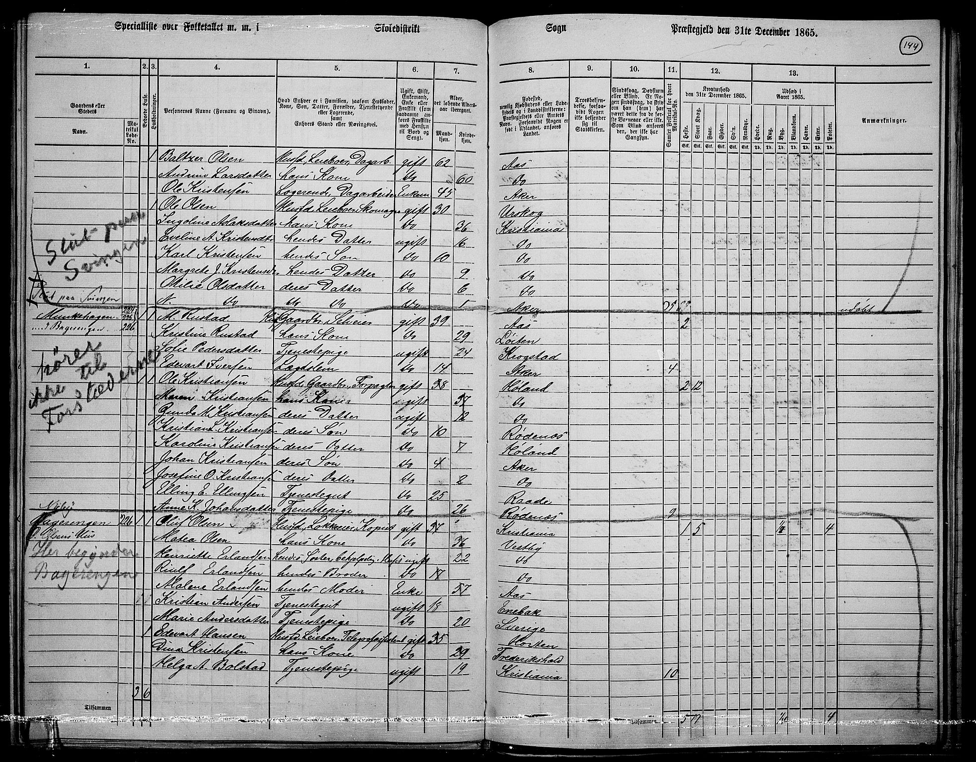 RA, Folketelling 1865 for 0218bP Østre Aker prestegjeld, 1865, s. 365