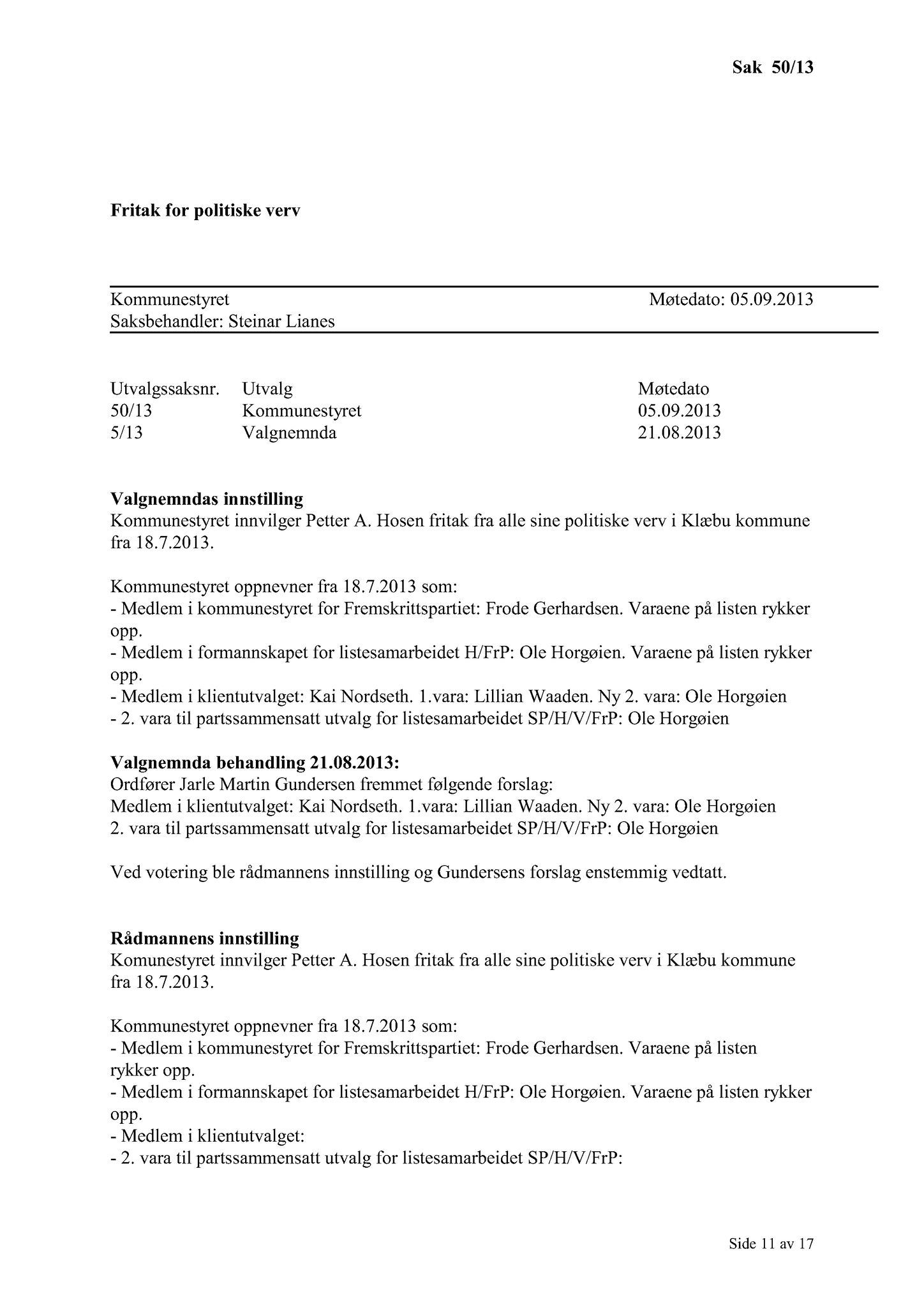 Klæbu Kommune, TRKO/KK/01-KS/L006: Kommunestyret - Møtedokumenter, 2013, s. 1000