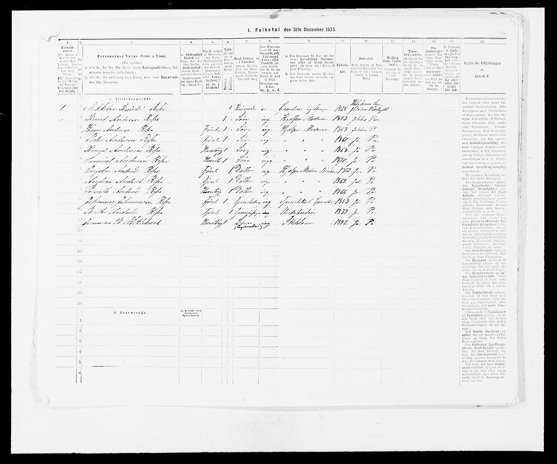 SAB, Folketelling 1875 for 1431P Jølster prestegjeld, 1875, s. 361