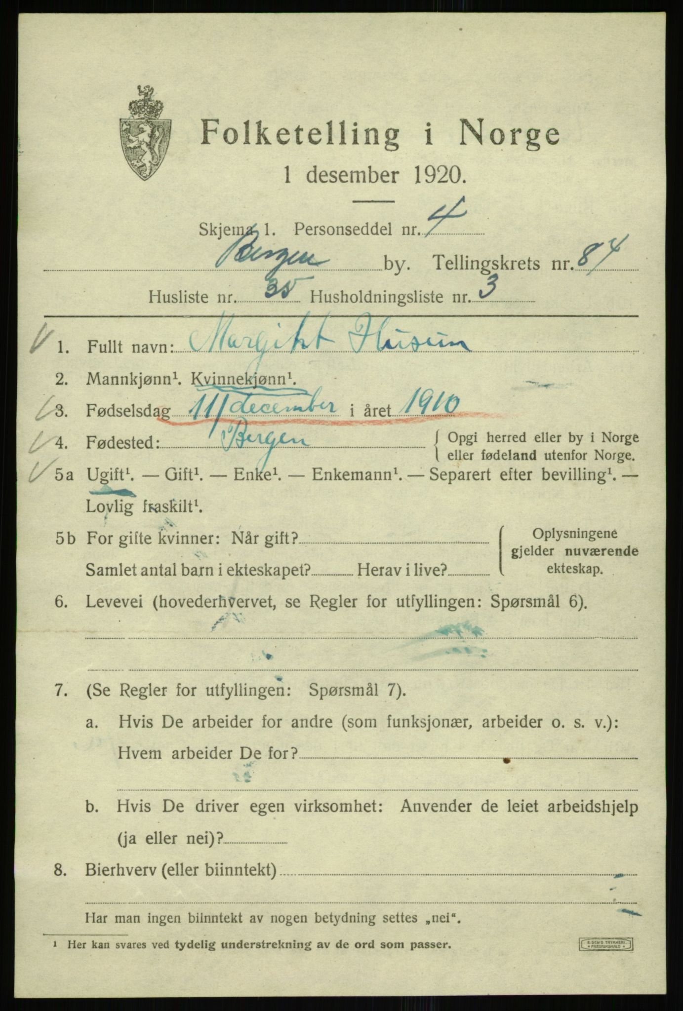 SAB, Folketelling 1920 for 1301 Bergen kjøpstad, 1920, s. 156637
