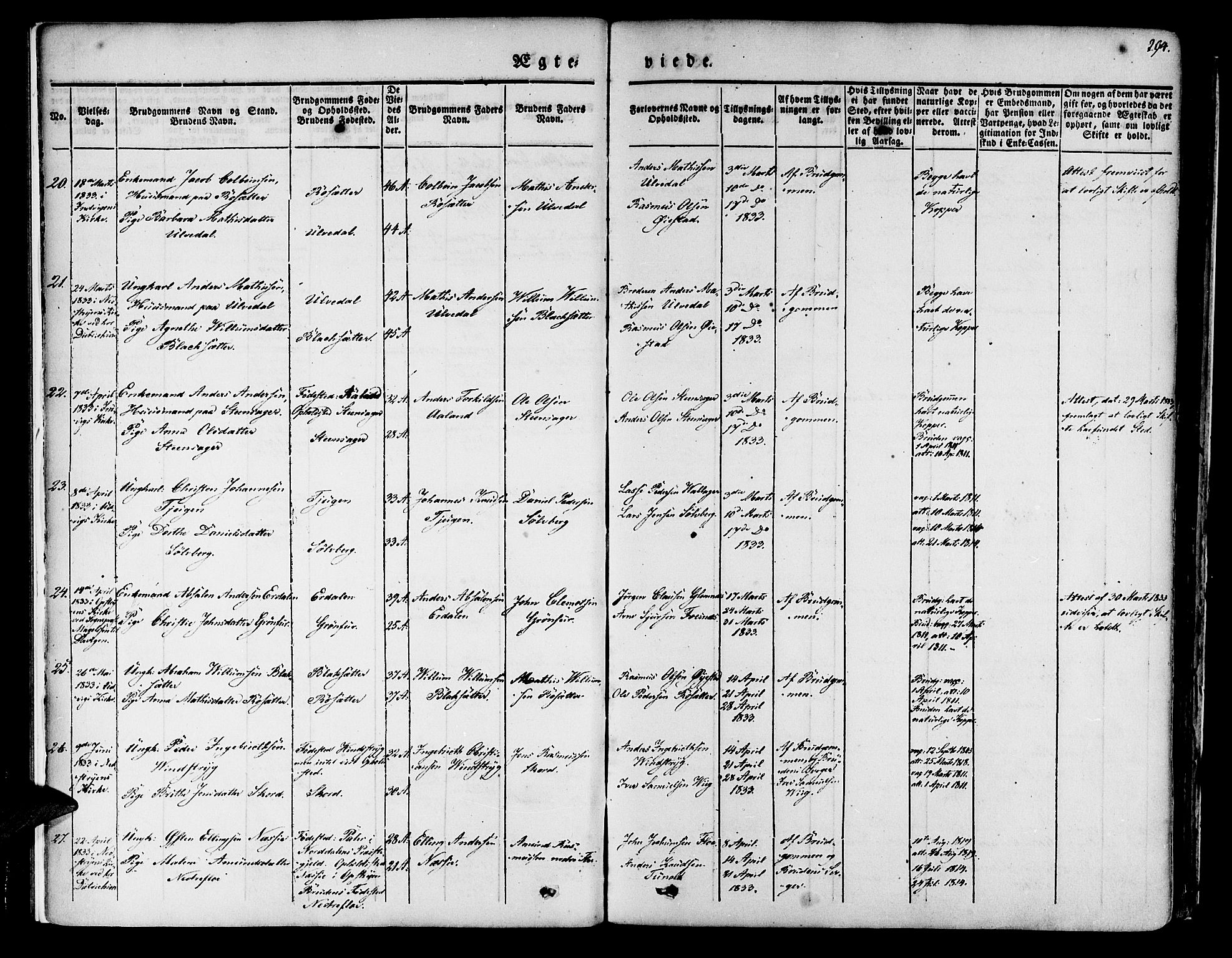 Innvik sokneprestembete, AV/SAB-A-80501: Ministerialbok nr. A 4II, 1832-1846, s. 294